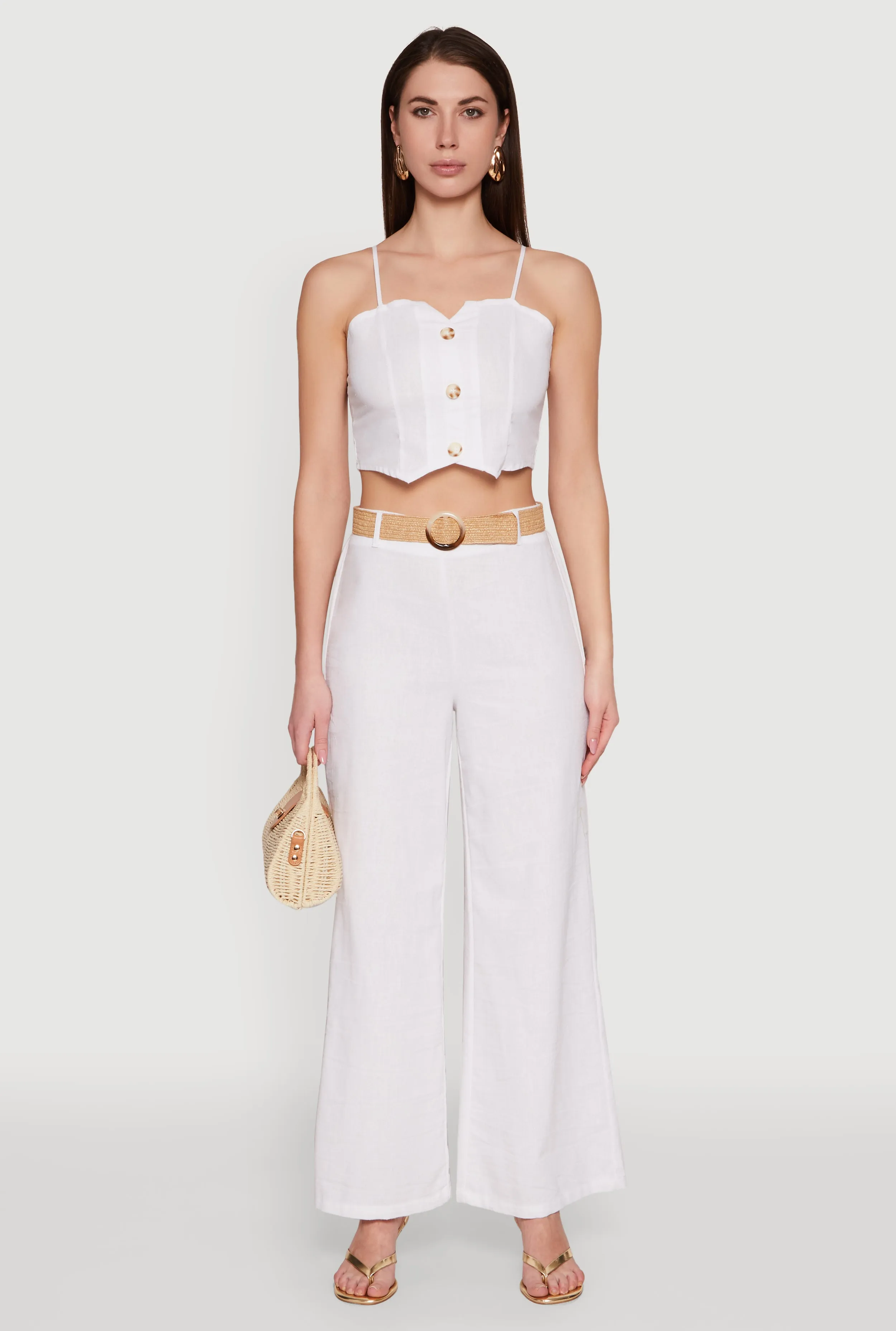 Faux Button Smocked Crop Top sold by Rainbow product image thumbnail 3