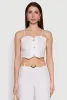 Faux Button Smocked Crop Top sold by Rainbow