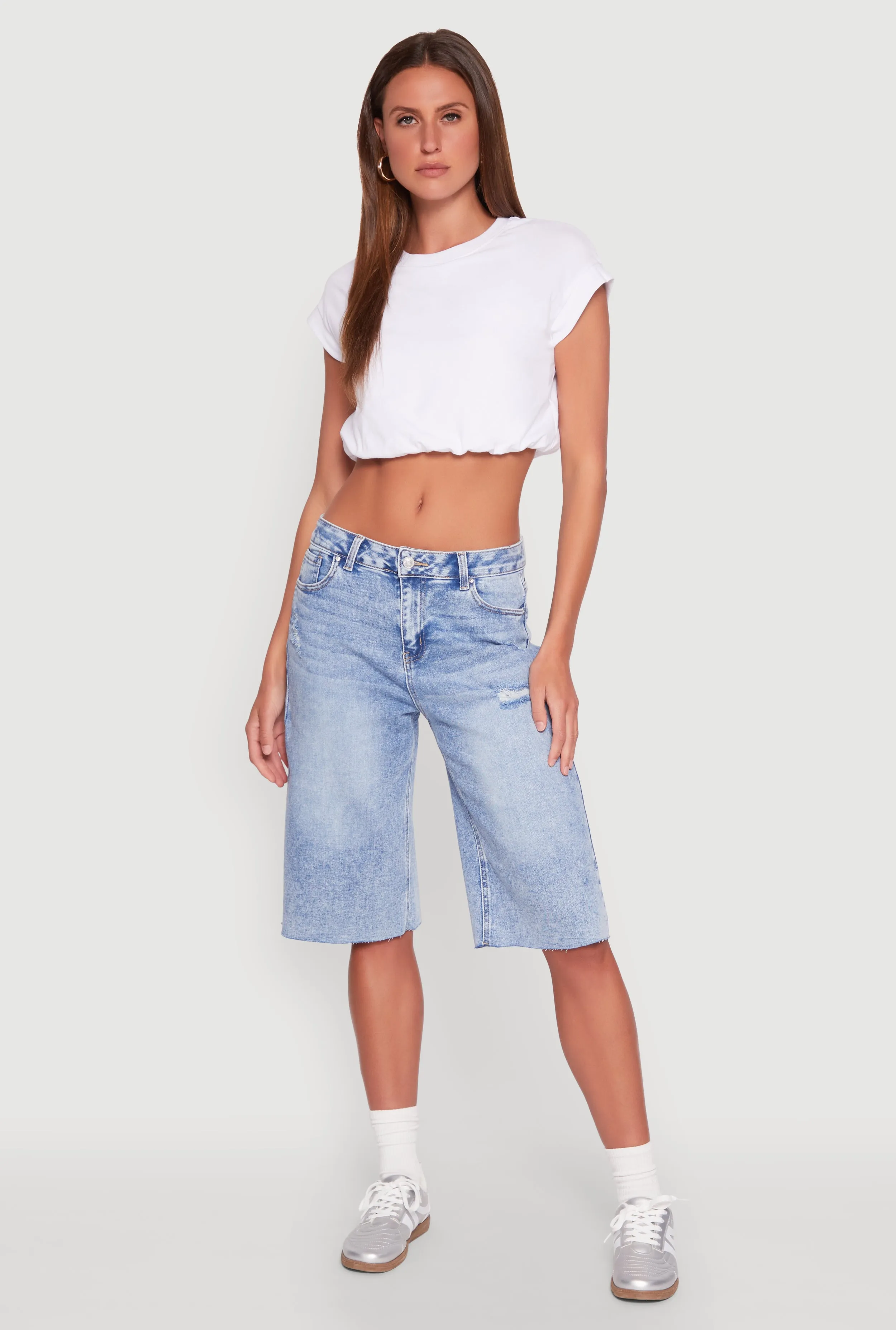 Bubble Hem Cropped Tee sold by Rainbow