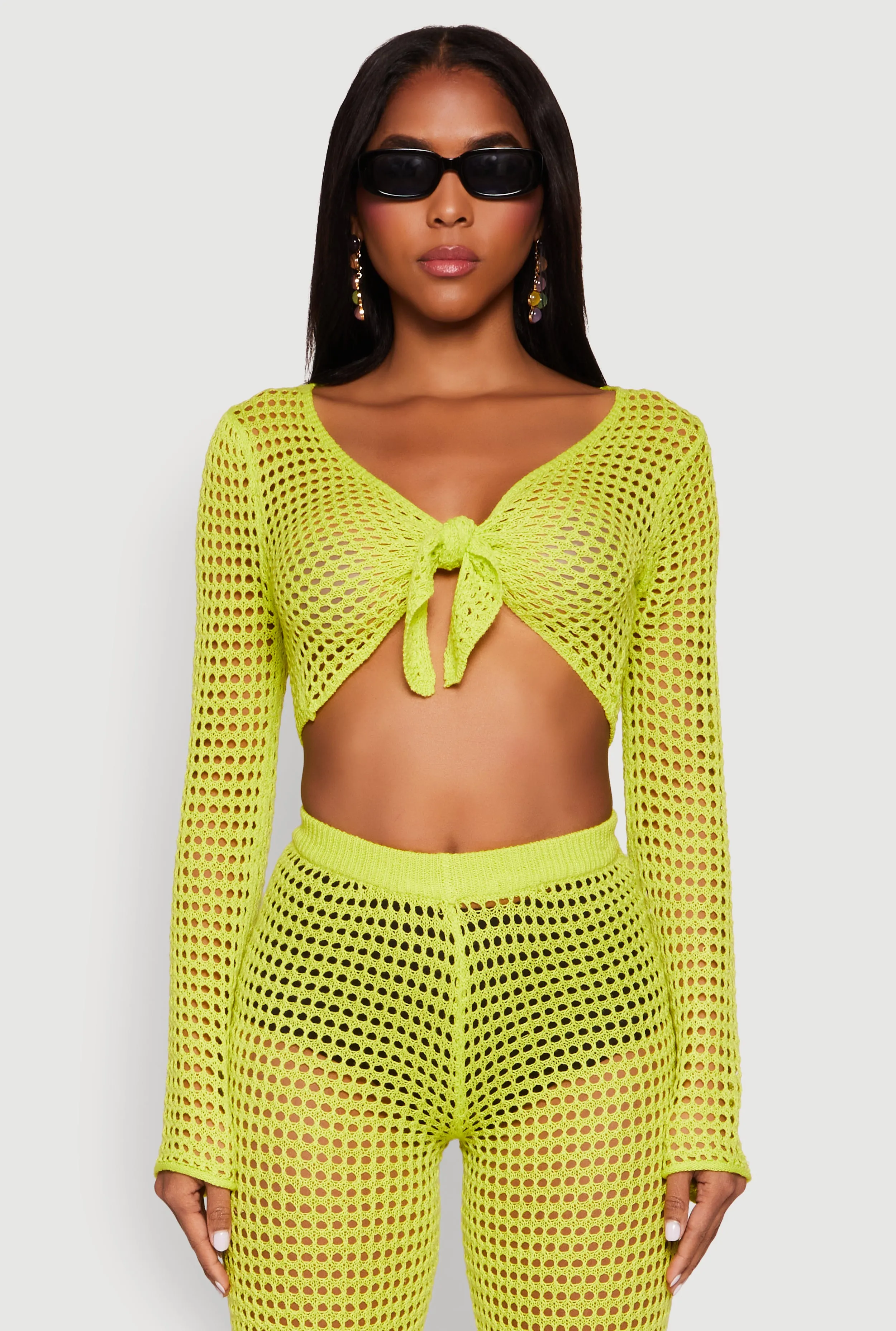Crochet Tie Front Crop Top sold by Rainbow