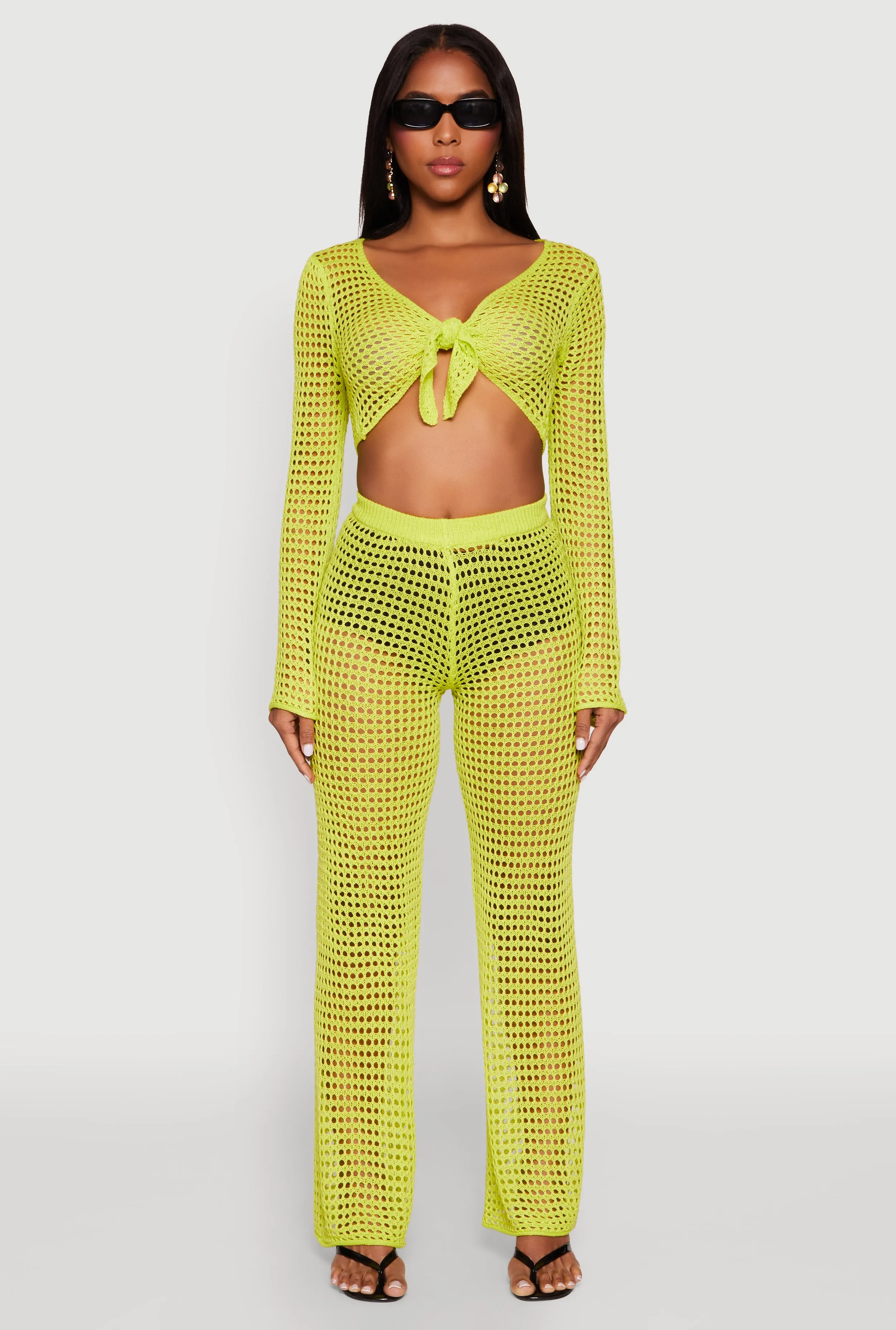 Crochet Tie Front Crop Top sold by Rainbow product image thumbnail 2