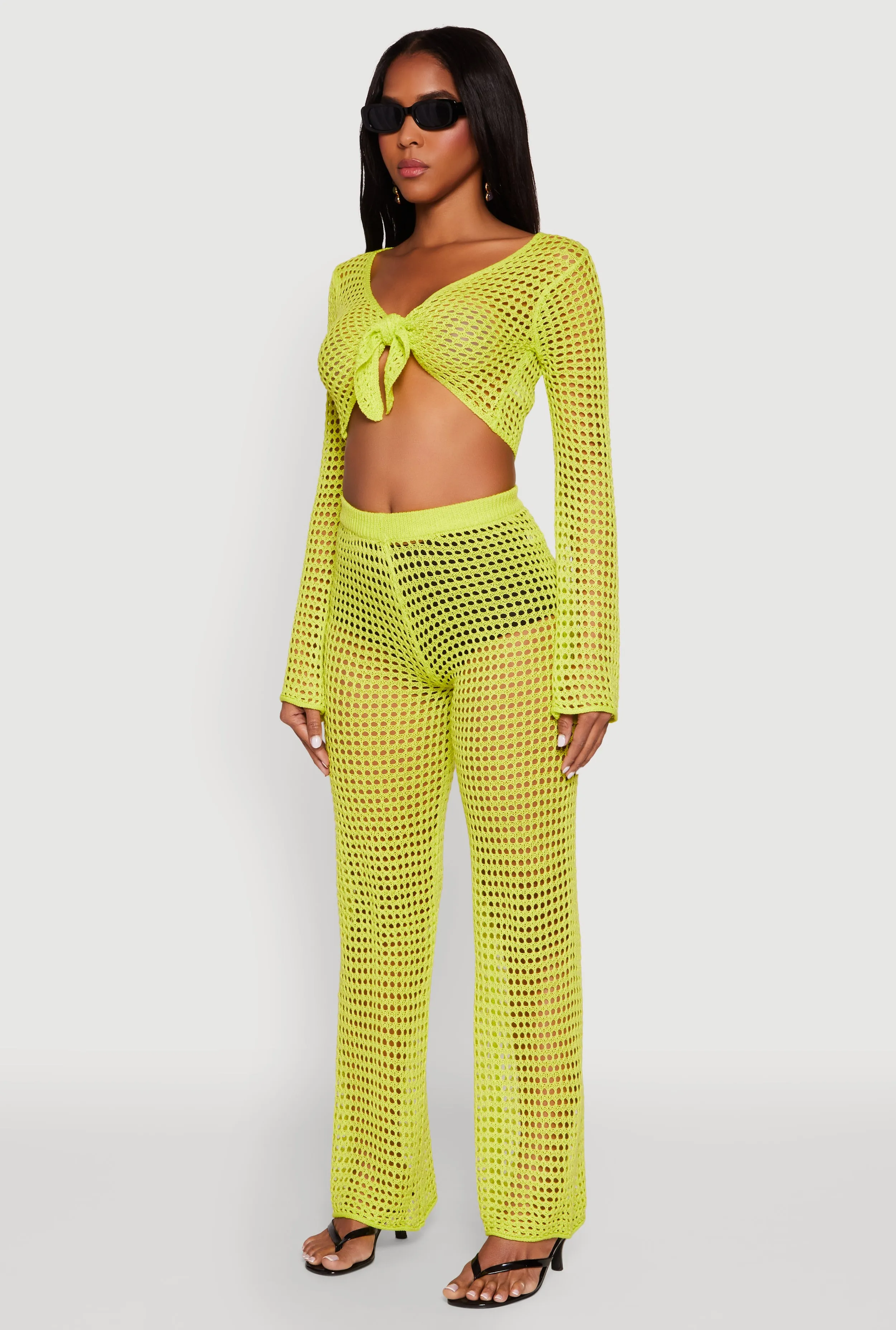 Crochet Tie Front Crop Top sold by Rainbow product image thumbnail 5
