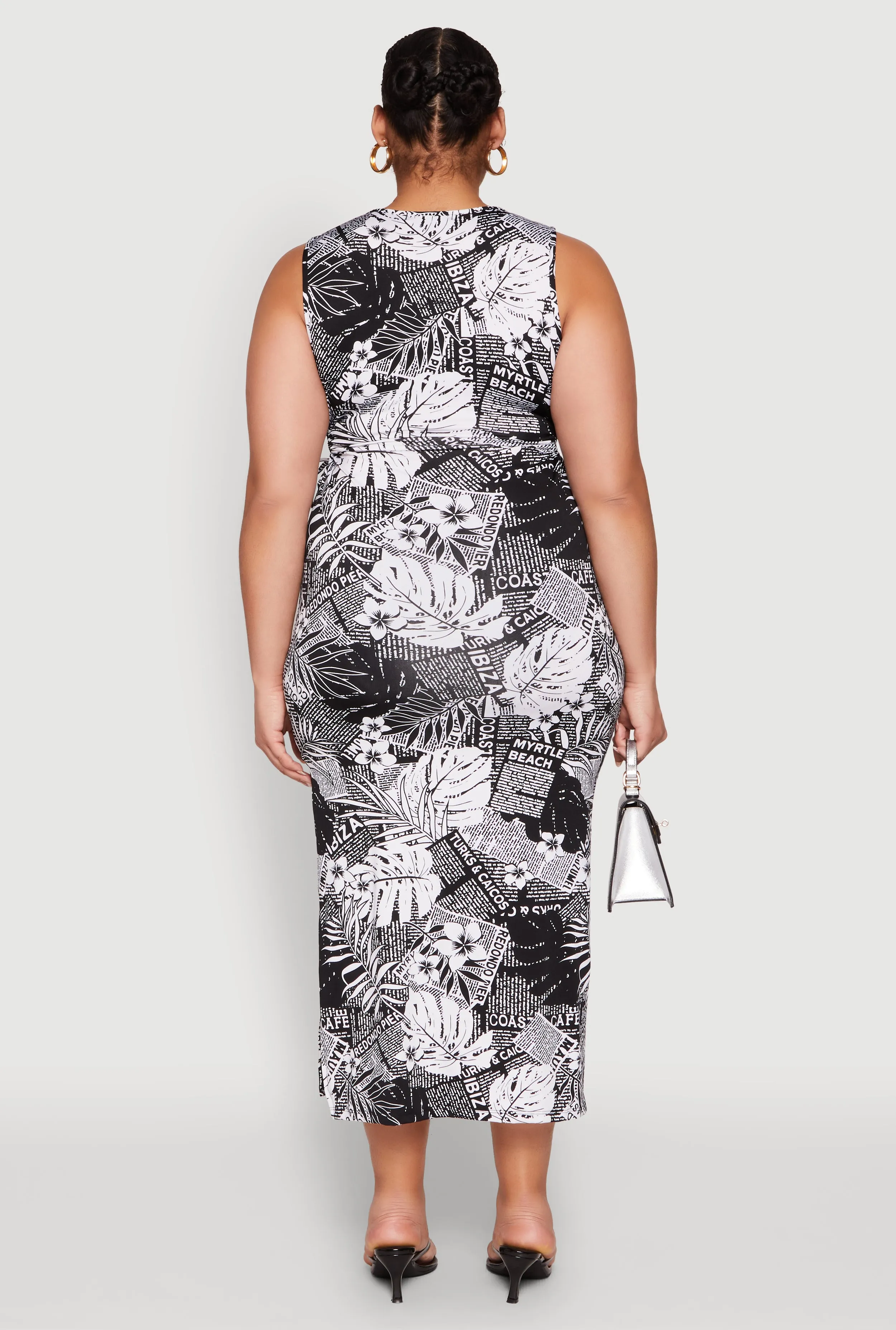 Plus Size Side Cut Out Tropical Destination Print Dress sold by Rainbow product image thumbnail 5