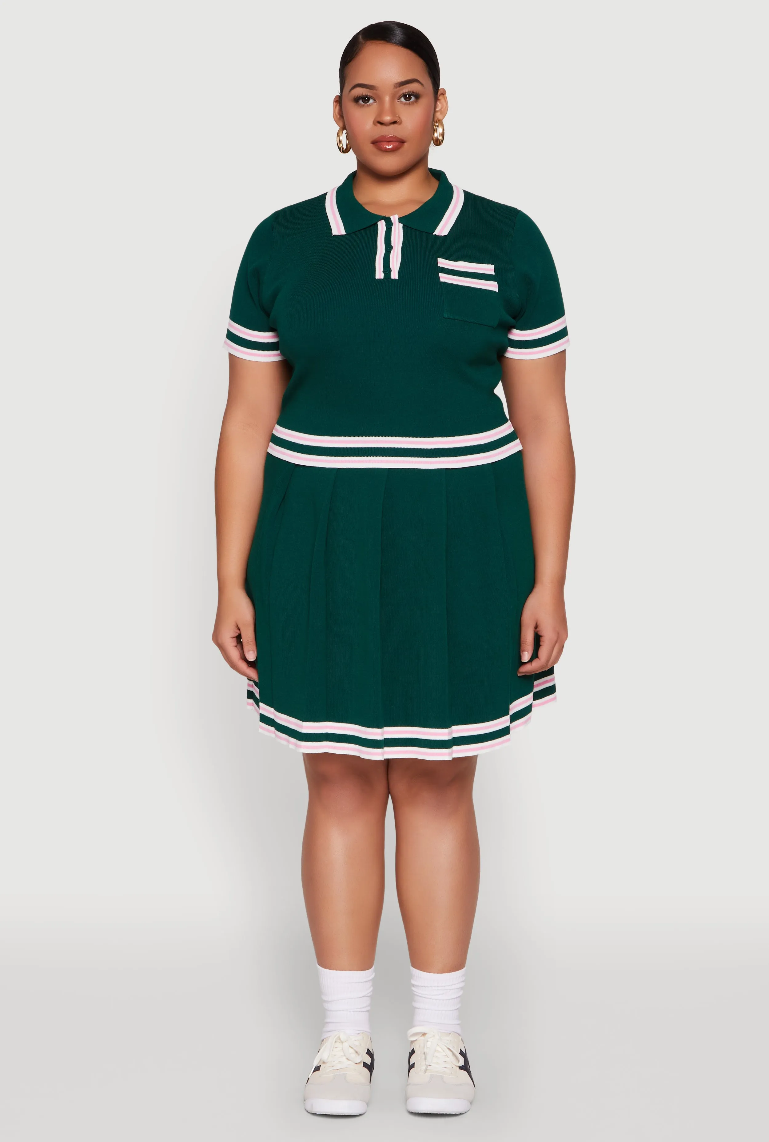 Plus Size Daisy Varsity Stripe Pleated Skirt sold by Rainbow