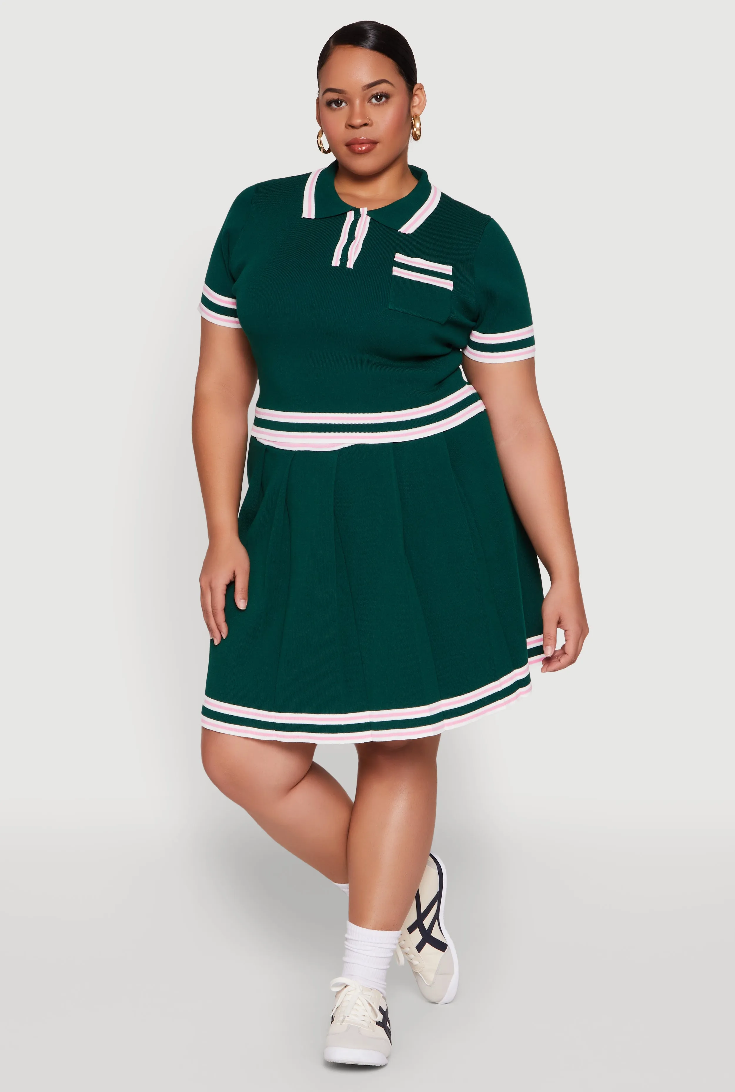 Plus Size Daisy Varsity Stripe Pleated Skirt sold by Rainbow product image thumbnail 2