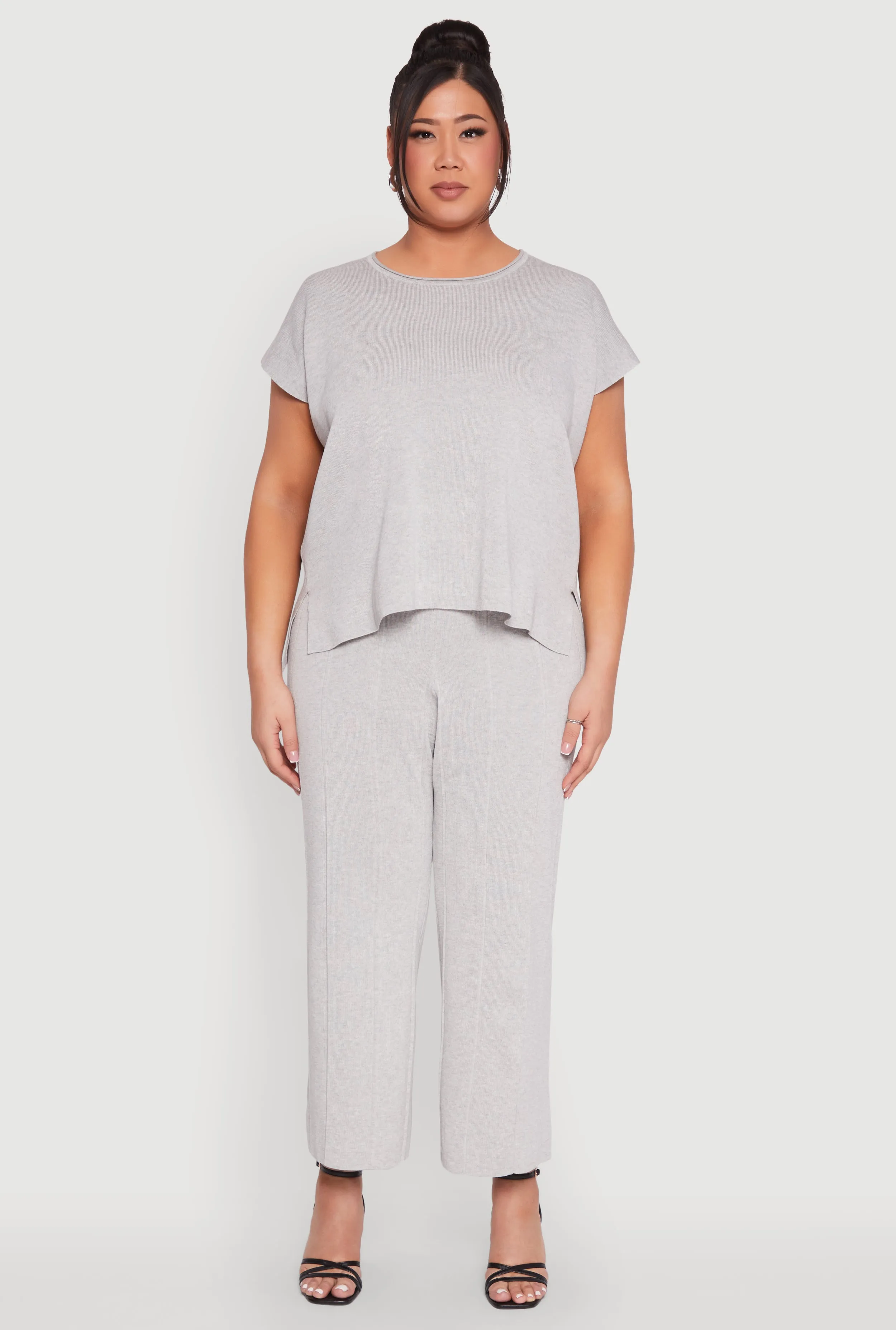 Plus Size Daisy Knitted Pintuck Wide Leg Pants sold by Rainbow product image thumbnail 2