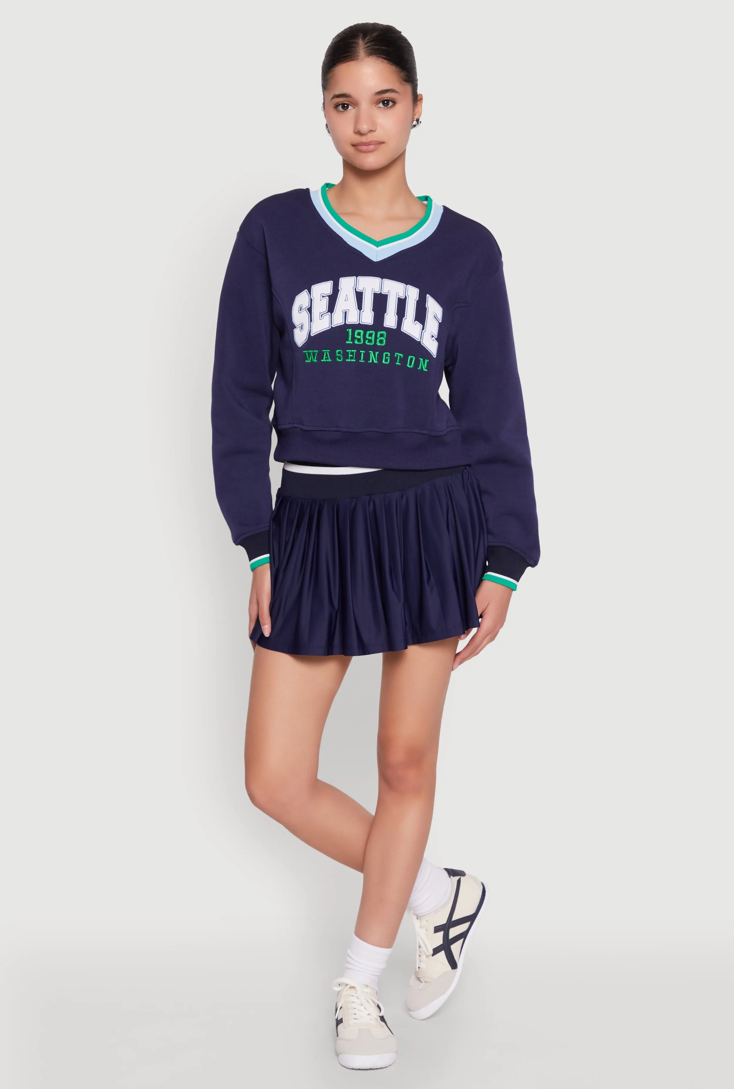 Varsity Striped Waistband Tennis Skirt sold by Rainbow