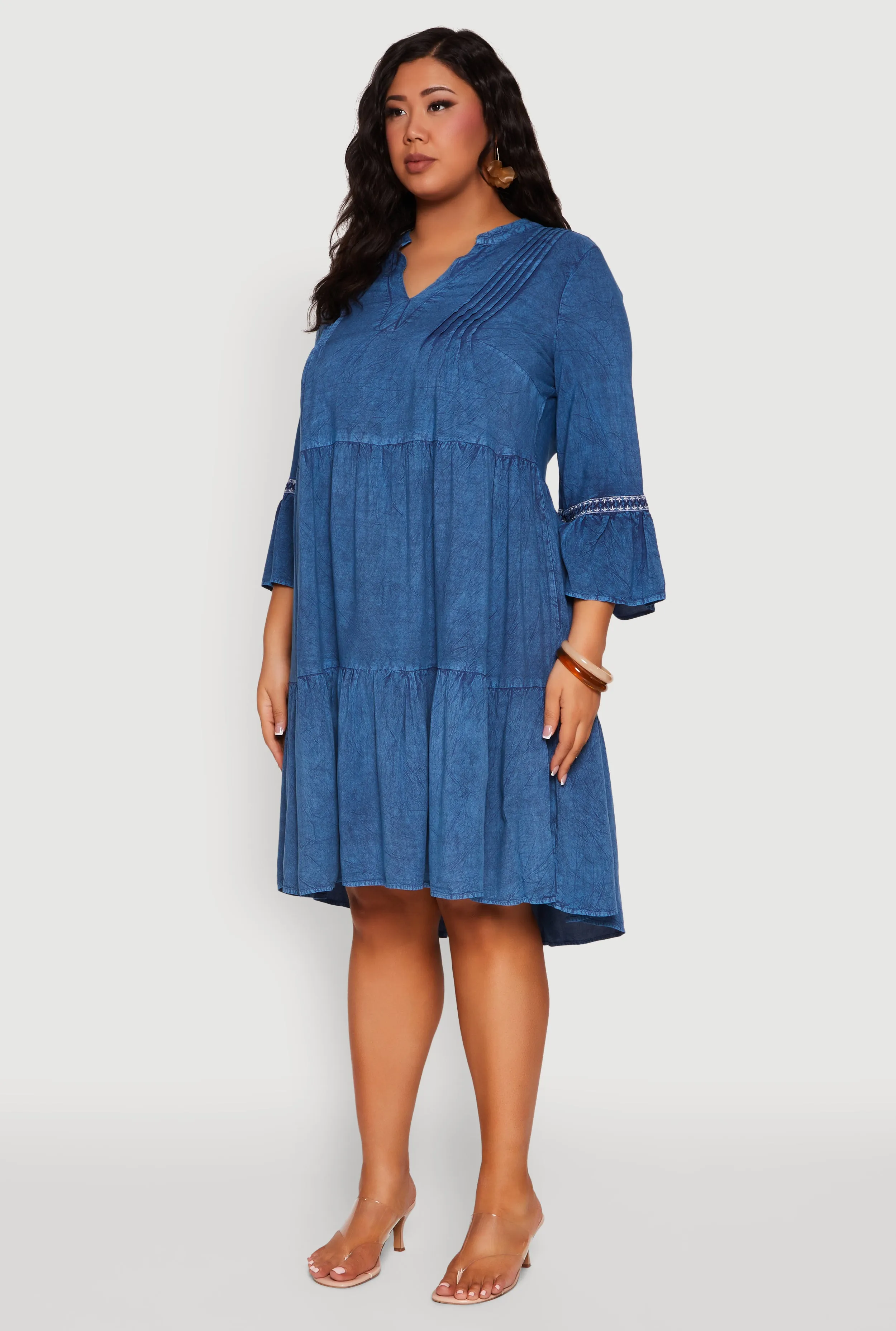 Plus Size Chambray Tiered Midi Dress sold by Rainbow product image thumbnail 3