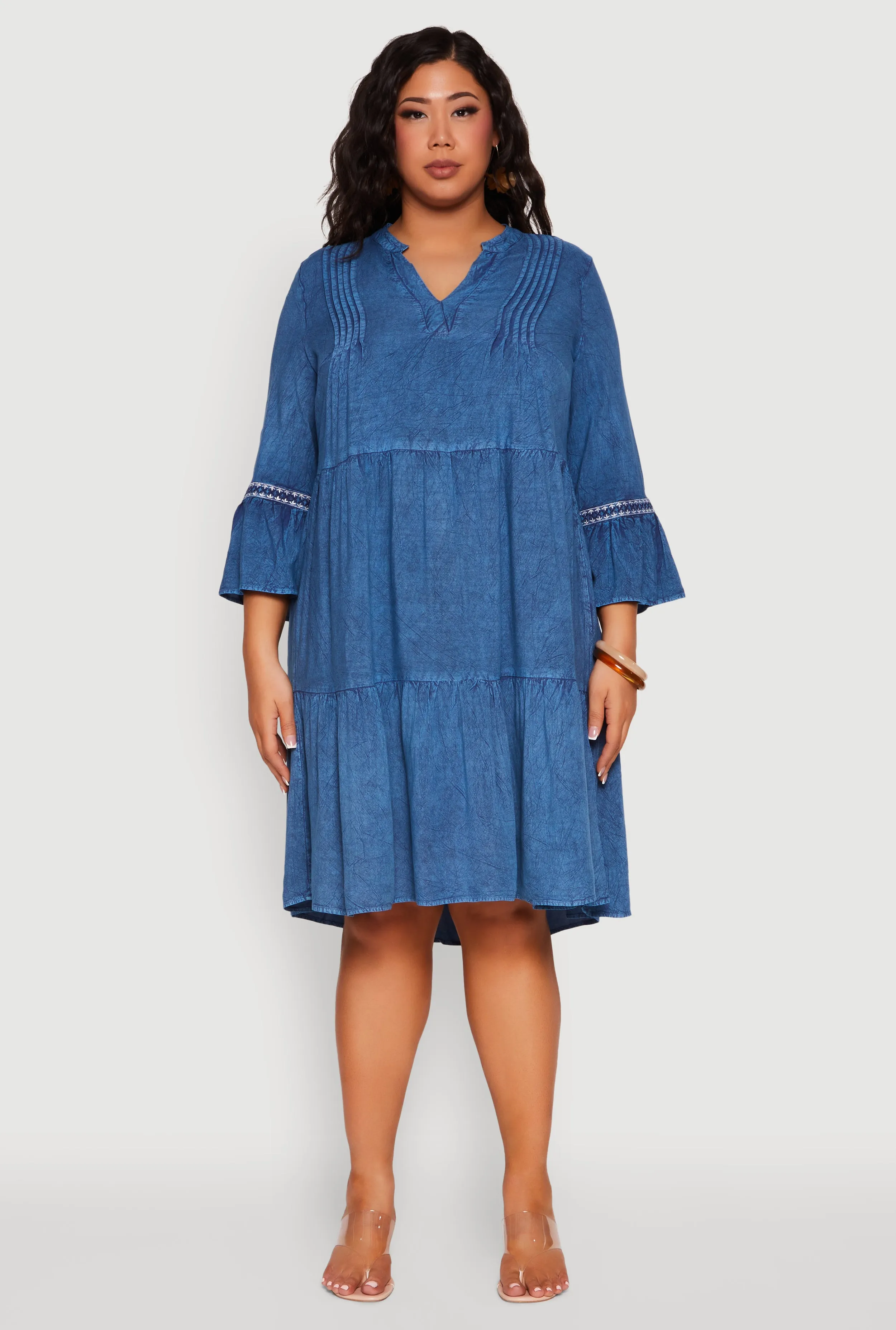 Plus Size Chambray Tiered Midi Dress sold by Rainbow product image thumbnail 2