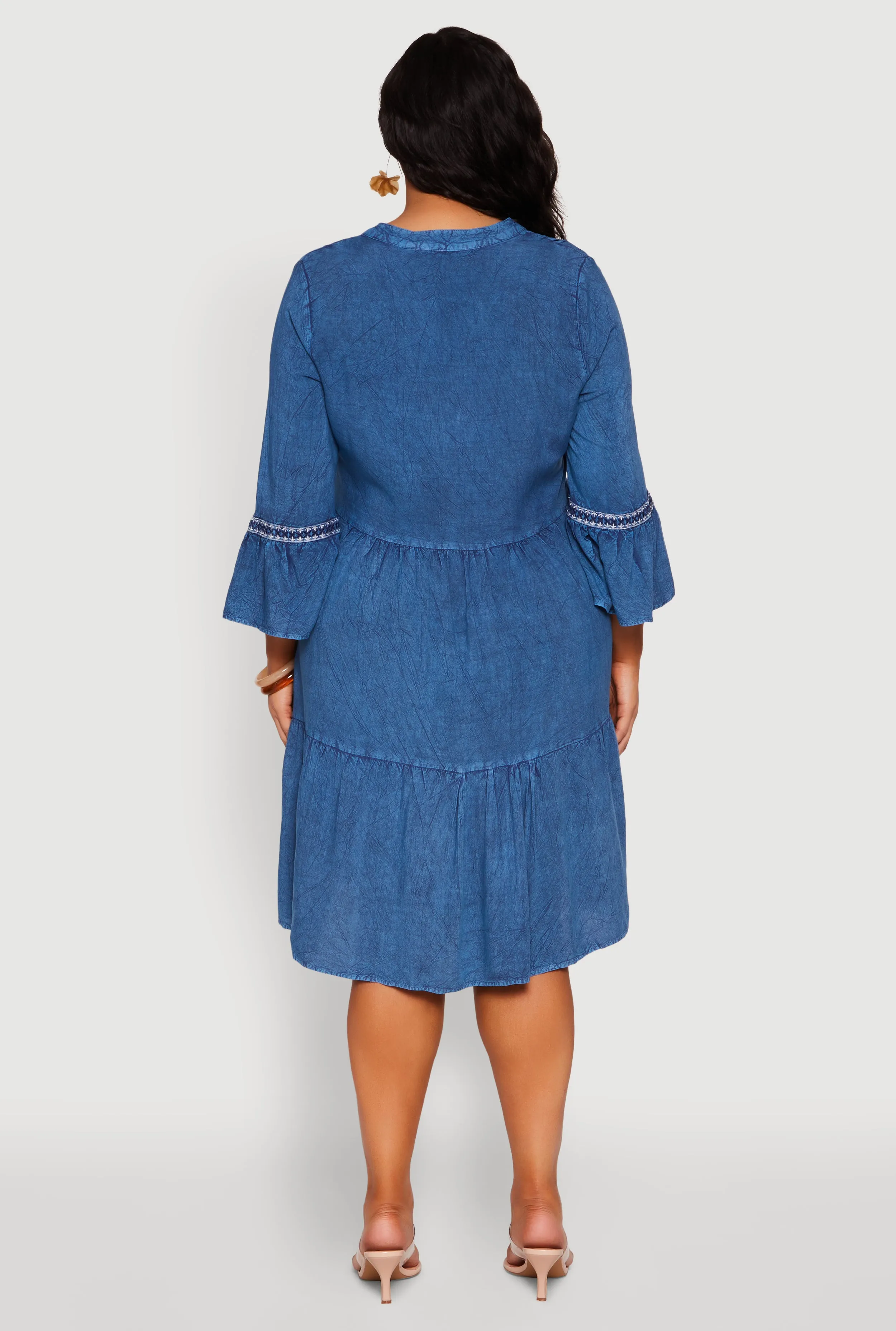 Plus Size Chambray Tiered Midi Dress sold by Rainbow product image thumbnail 5