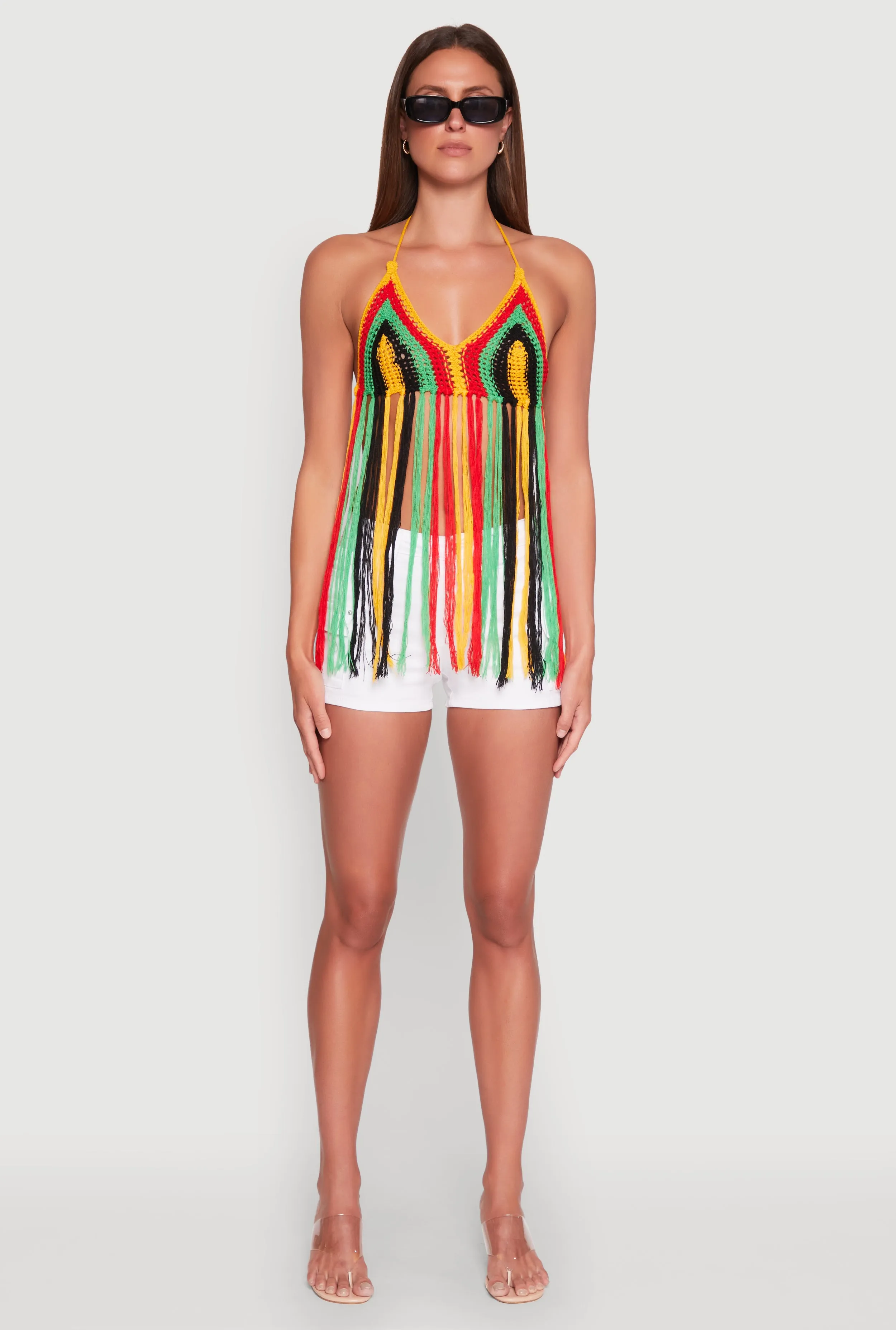 Crochet Striped Fringe Halter Top sold by Rainbow product image thumbnail 3