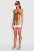 Crochet Striped Fringe Halter Top sold by Rainbow