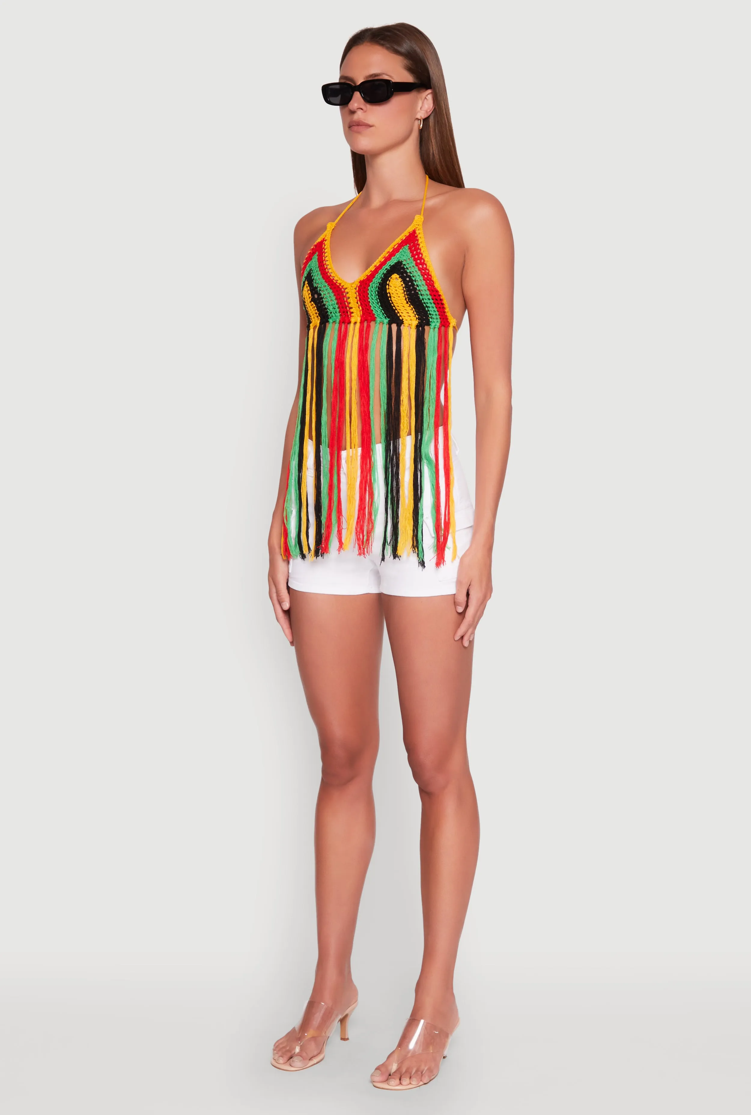 Crochet Striped Fringe Halter Top sold by Rainbow product image thumbnail 5