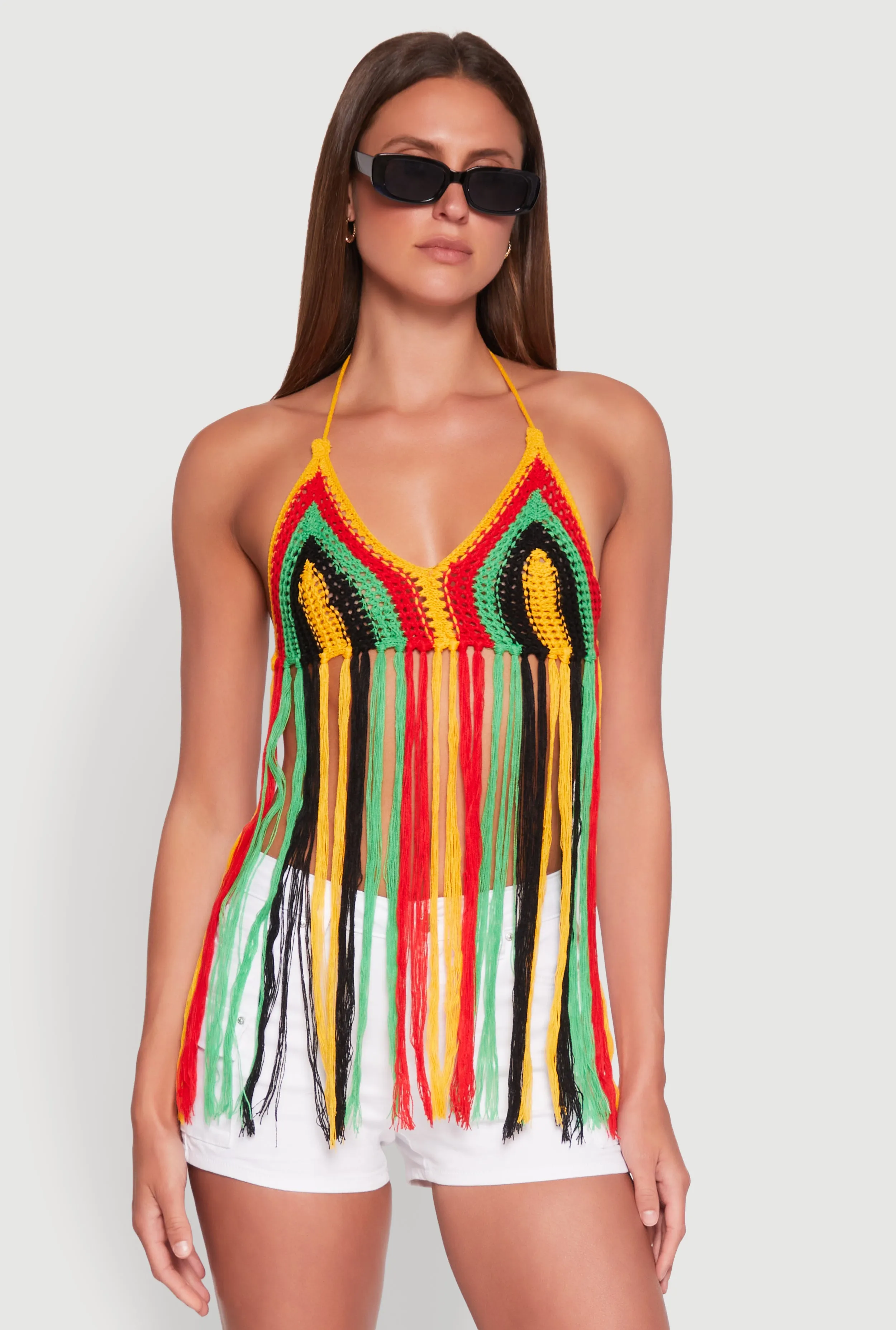 Crochet Striped Fringe Halter Top sold by Rainbow product image thumbnail 2