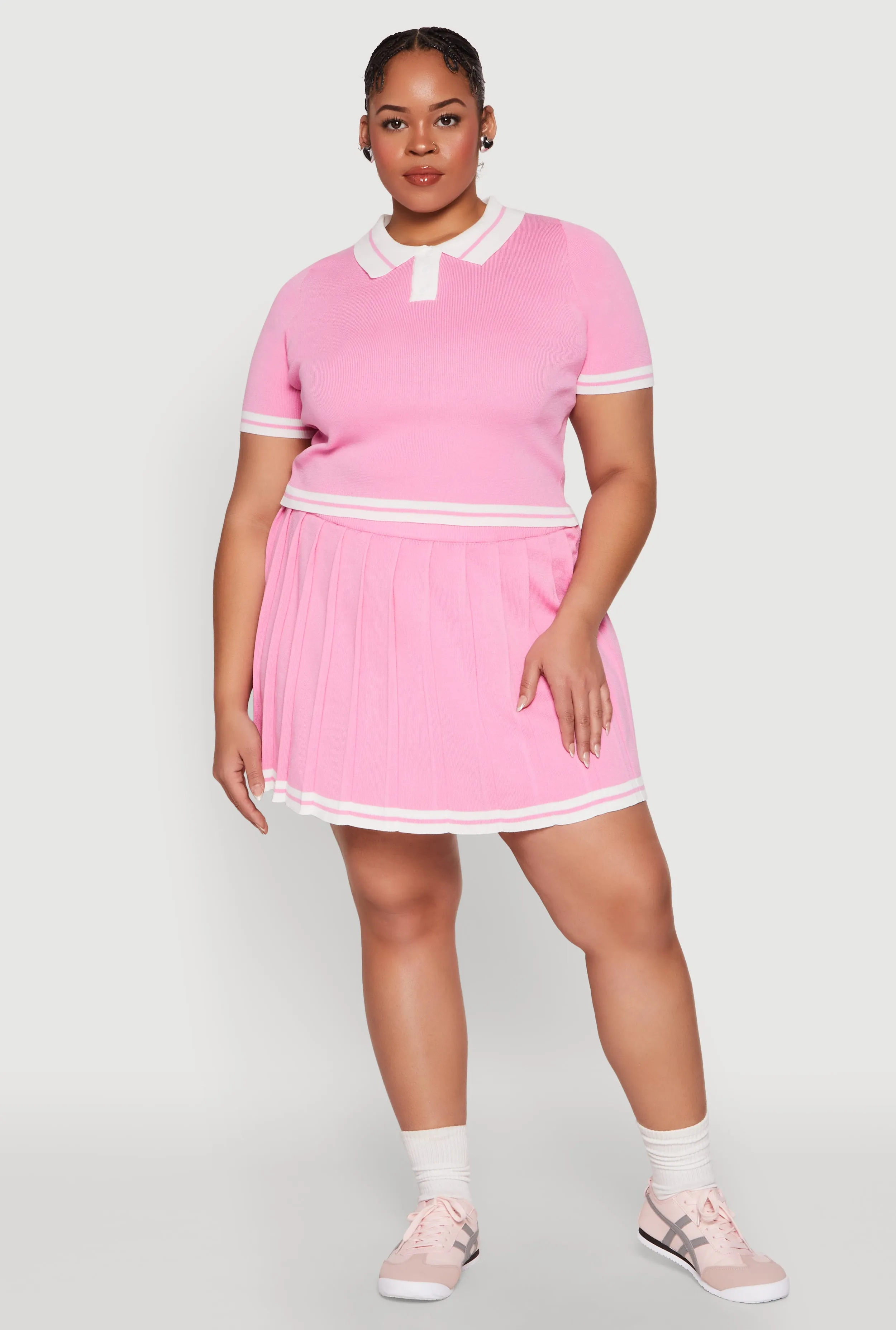 Plus Size Daisy Varsity Stripe Pleated Skort sold by Rainbow