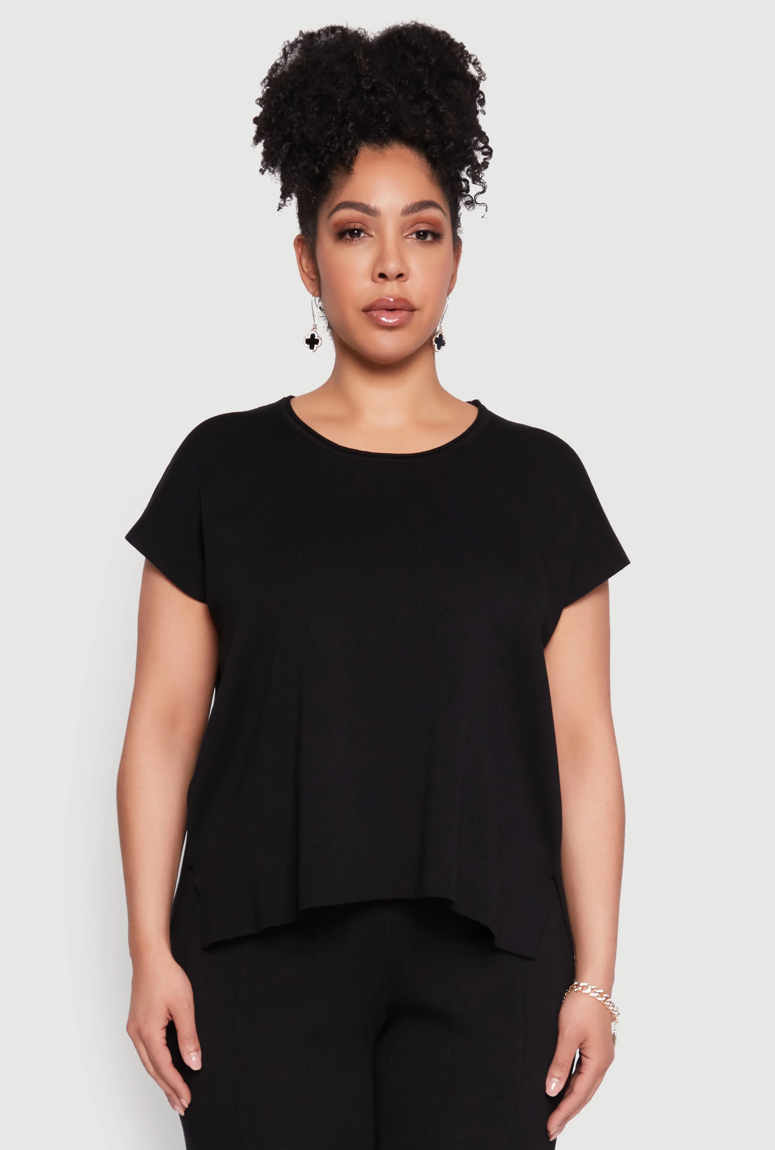 Plus Size Daisy Knitted Crew Neck Top sold by Rainbow