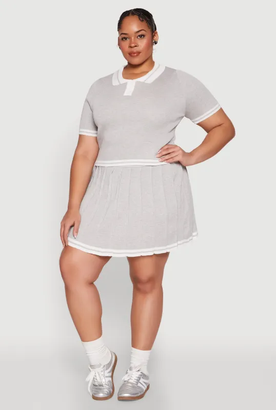 Plus Size Daisy Varsity Stripe Pleated Skort sold by Rainbow