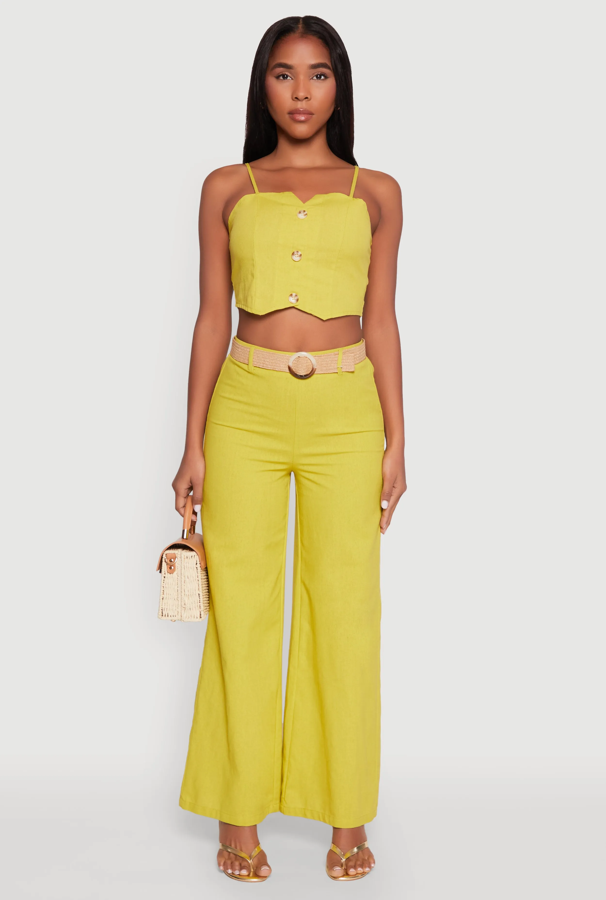 O Ring Belted Wide Leg Pants sold by Rainbow