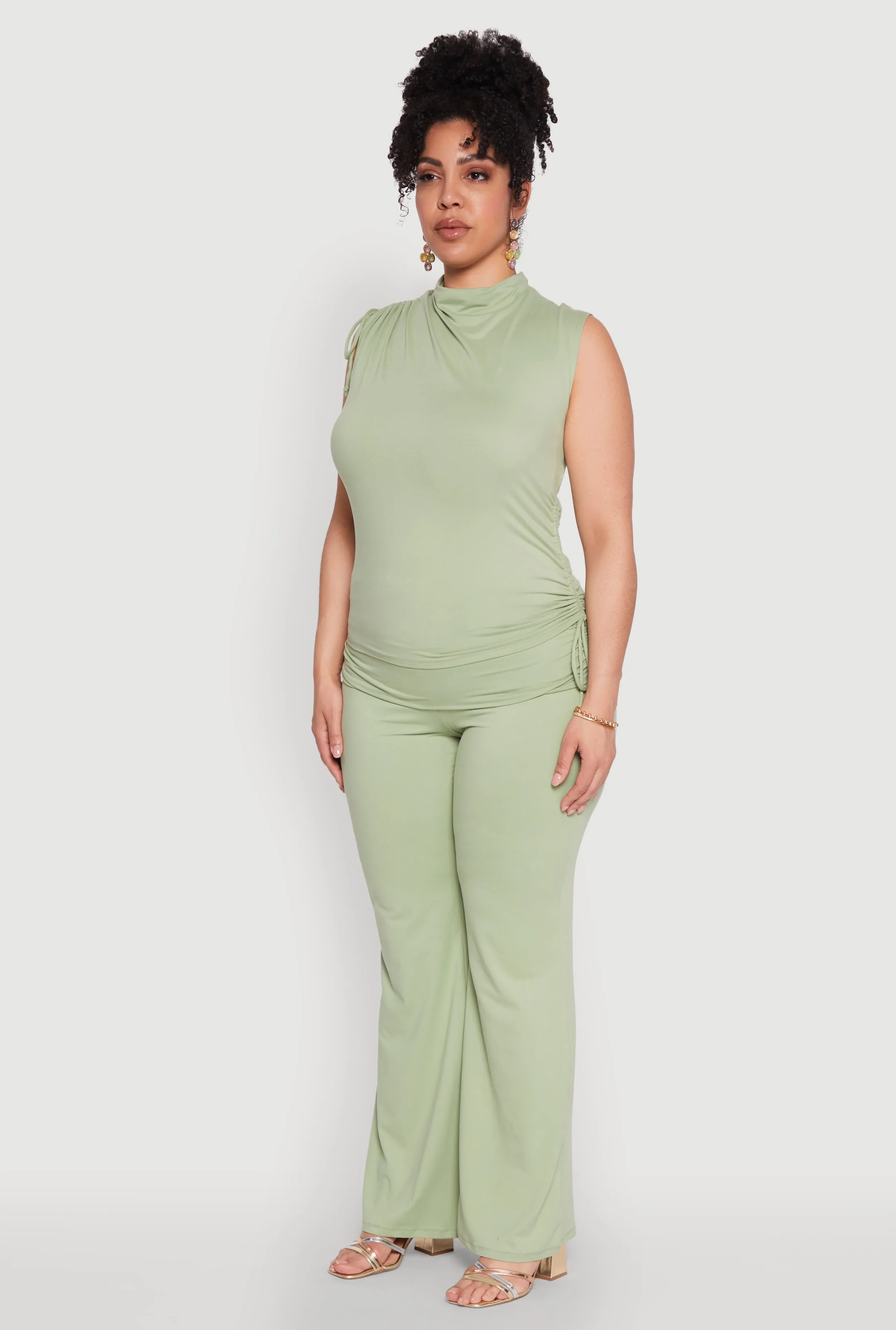 Plus Size Mock Neck Side Ruched Top sold by Rainbow product image thumbnail 5