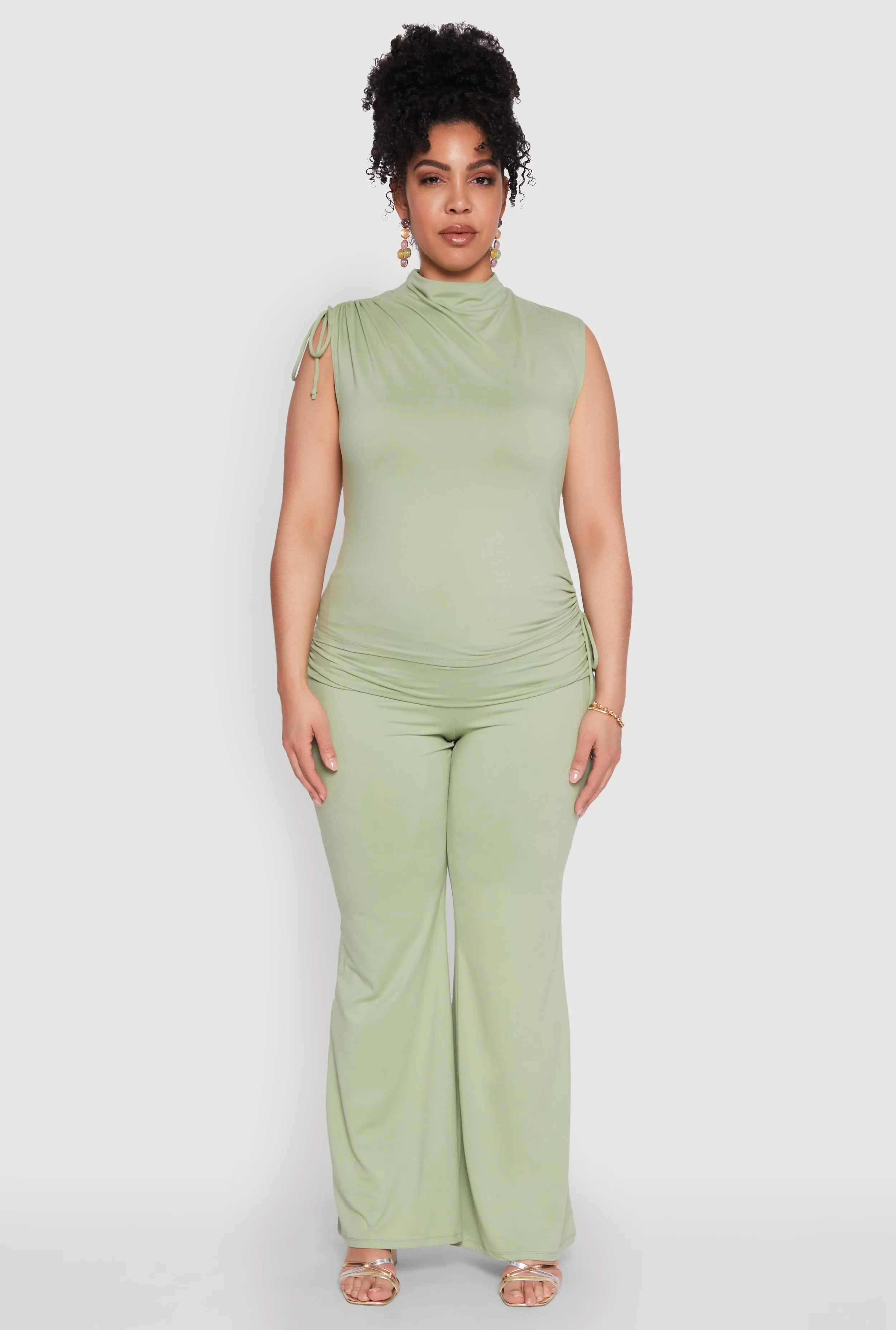 Plus Size Mock Neck Side Ruched Top sold by Rainbow product image thumbnail 3