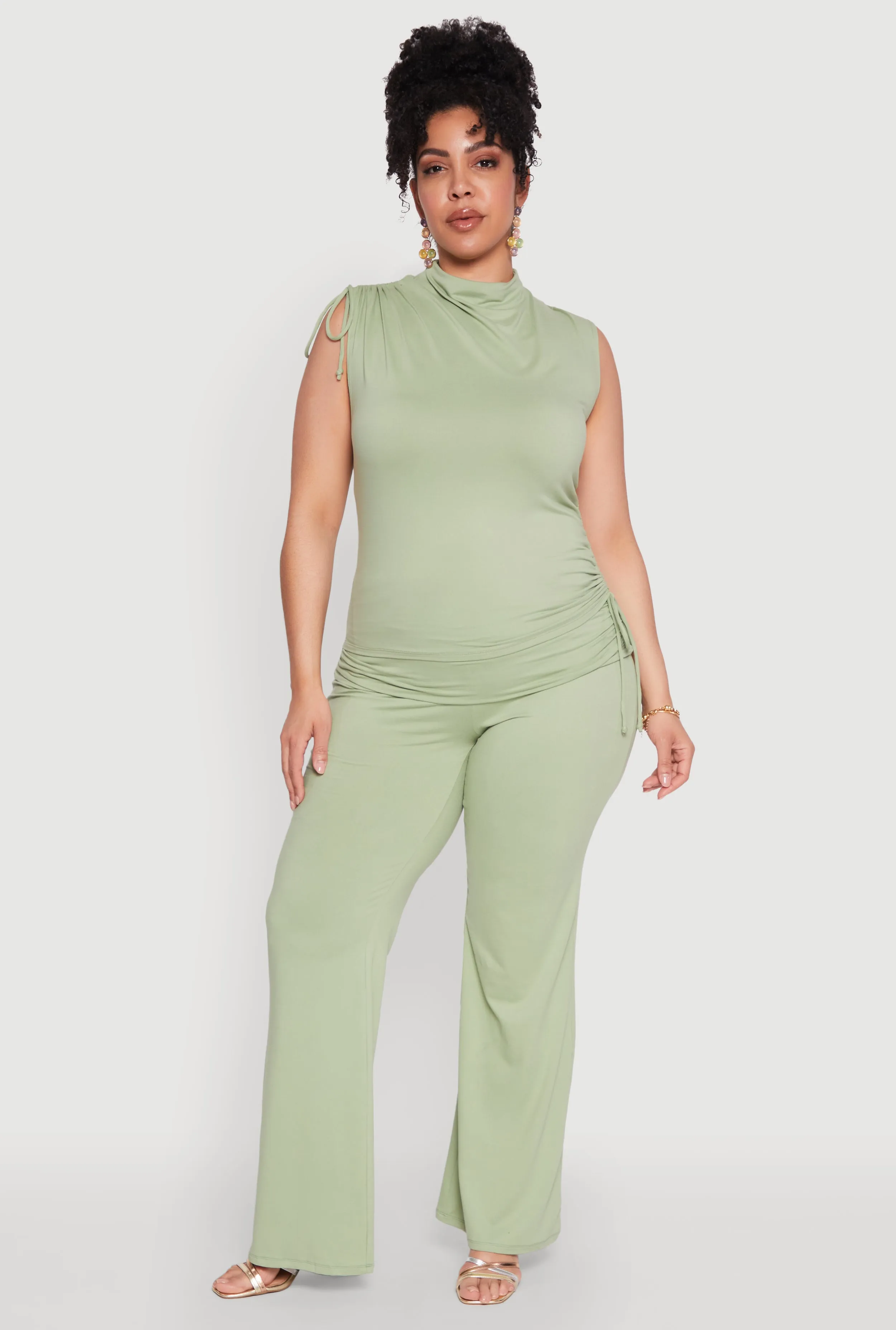 Plus Size Mock Neck Side Ruched Top sold by Rainbow product image thumbnail 2