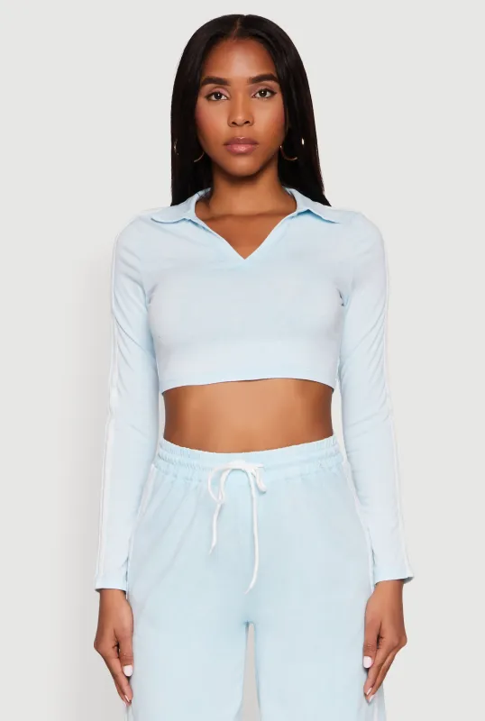 Mineral Wash Varsity Stripe Crop Top sold by Rainbow
