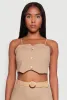 Faux Button Smocked Crop Top sold by Rainbow
