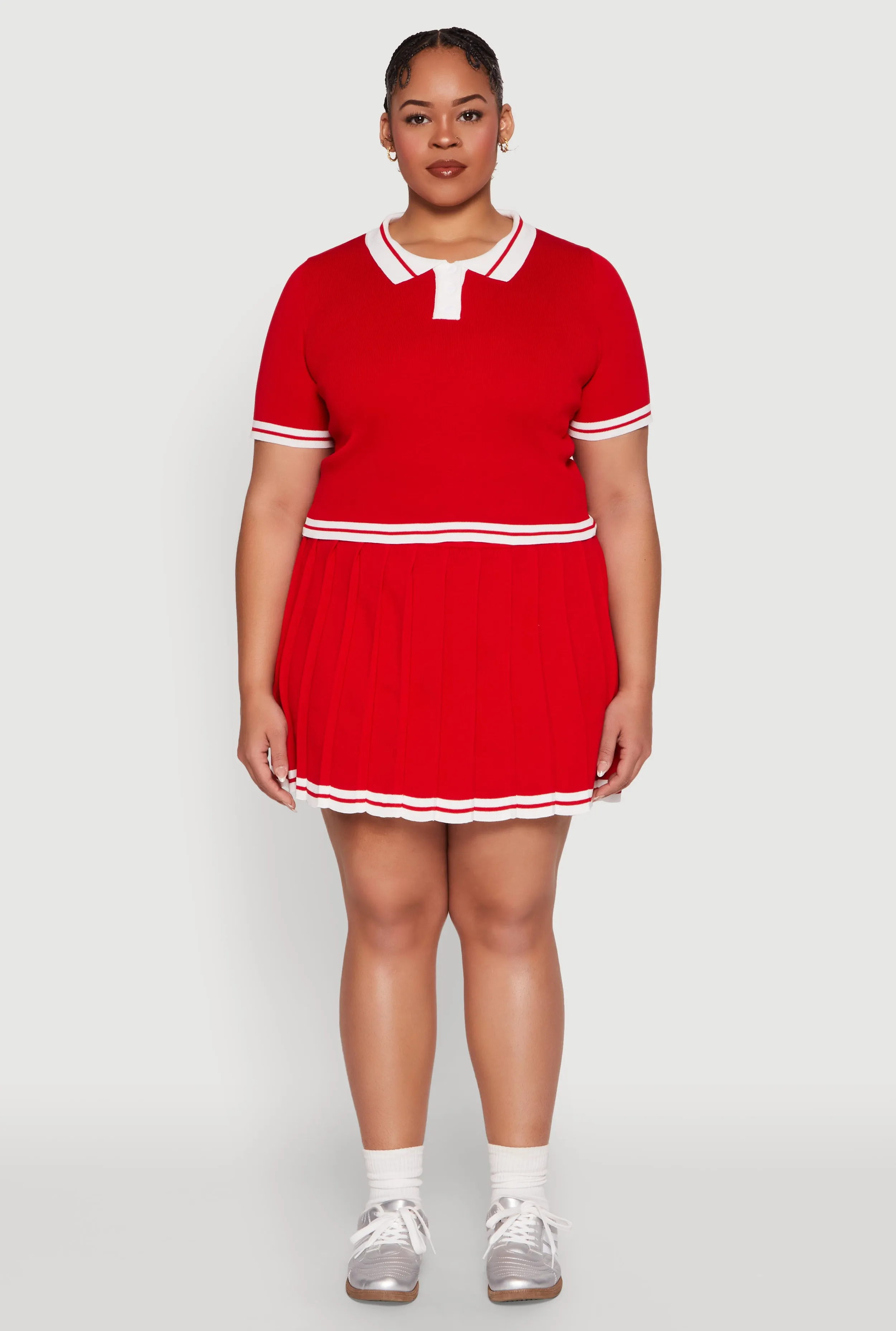 Plus Size Daisy Varsity Stripe Pleated Skort sold by Rainbow product image thumbnail 2