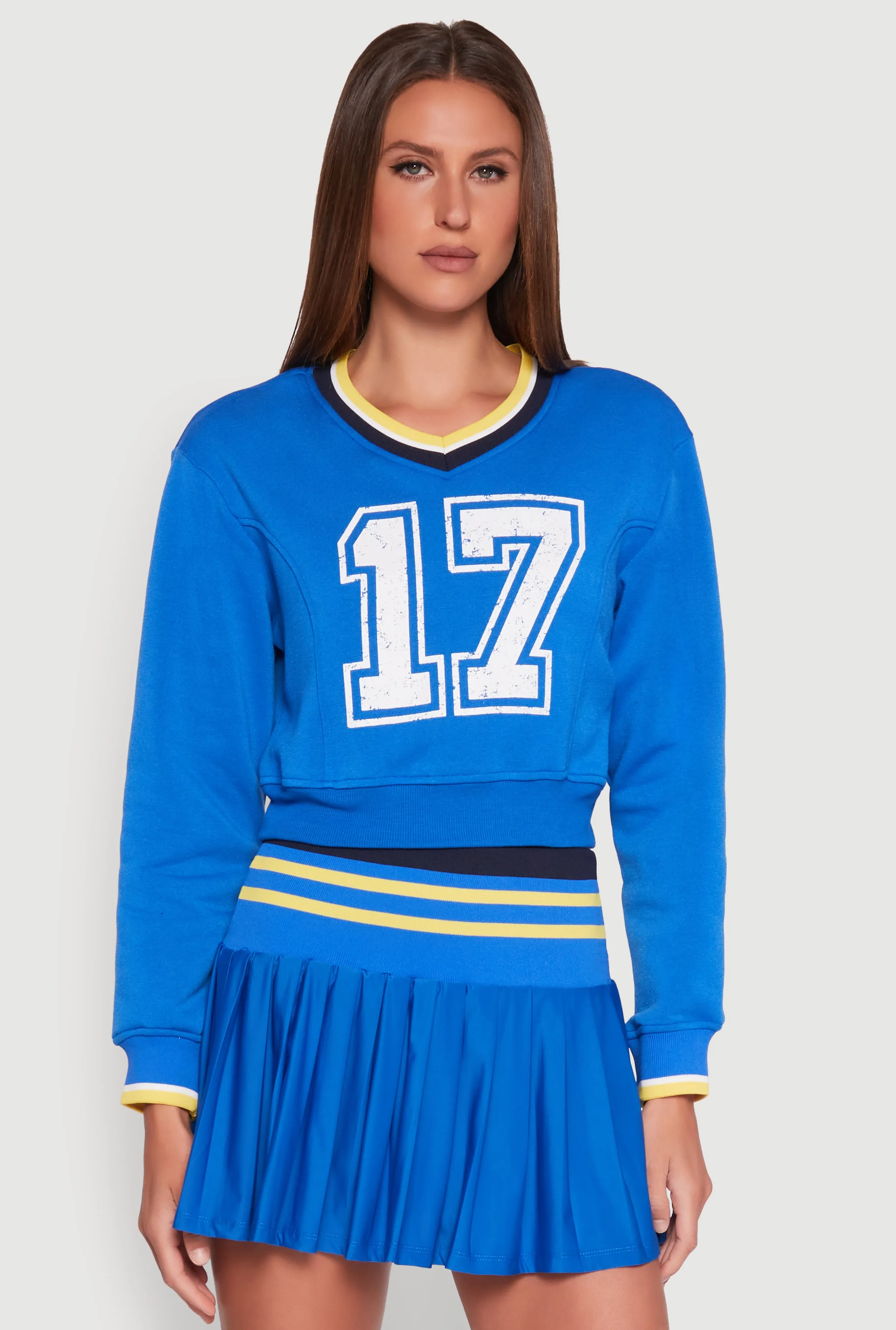 V Neck Graphic Varsity Sweatshirt sold by Rainbow