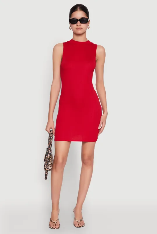 Rib Knit Mock Neck Dress sold by Rainbow