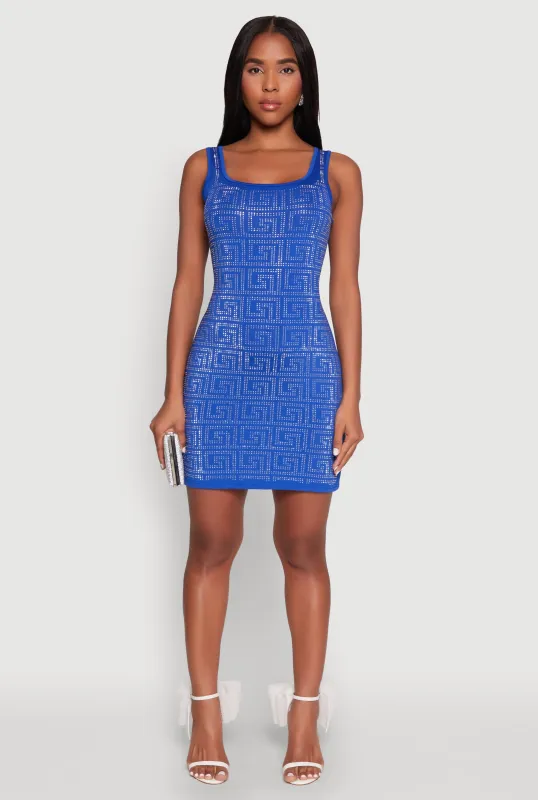 Greek Key Rhinestone Mini Dress sold by Rainbow