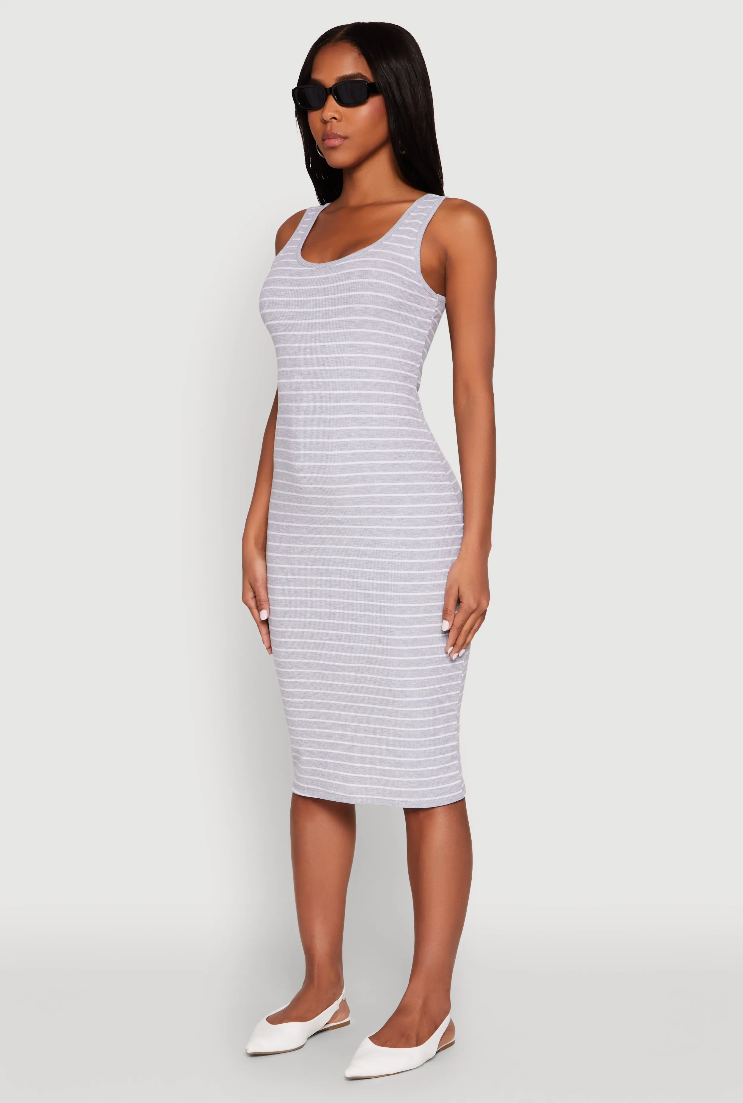 Striped Scoop Neck Midi Dress sold by Rainbow product image thumbnail 3