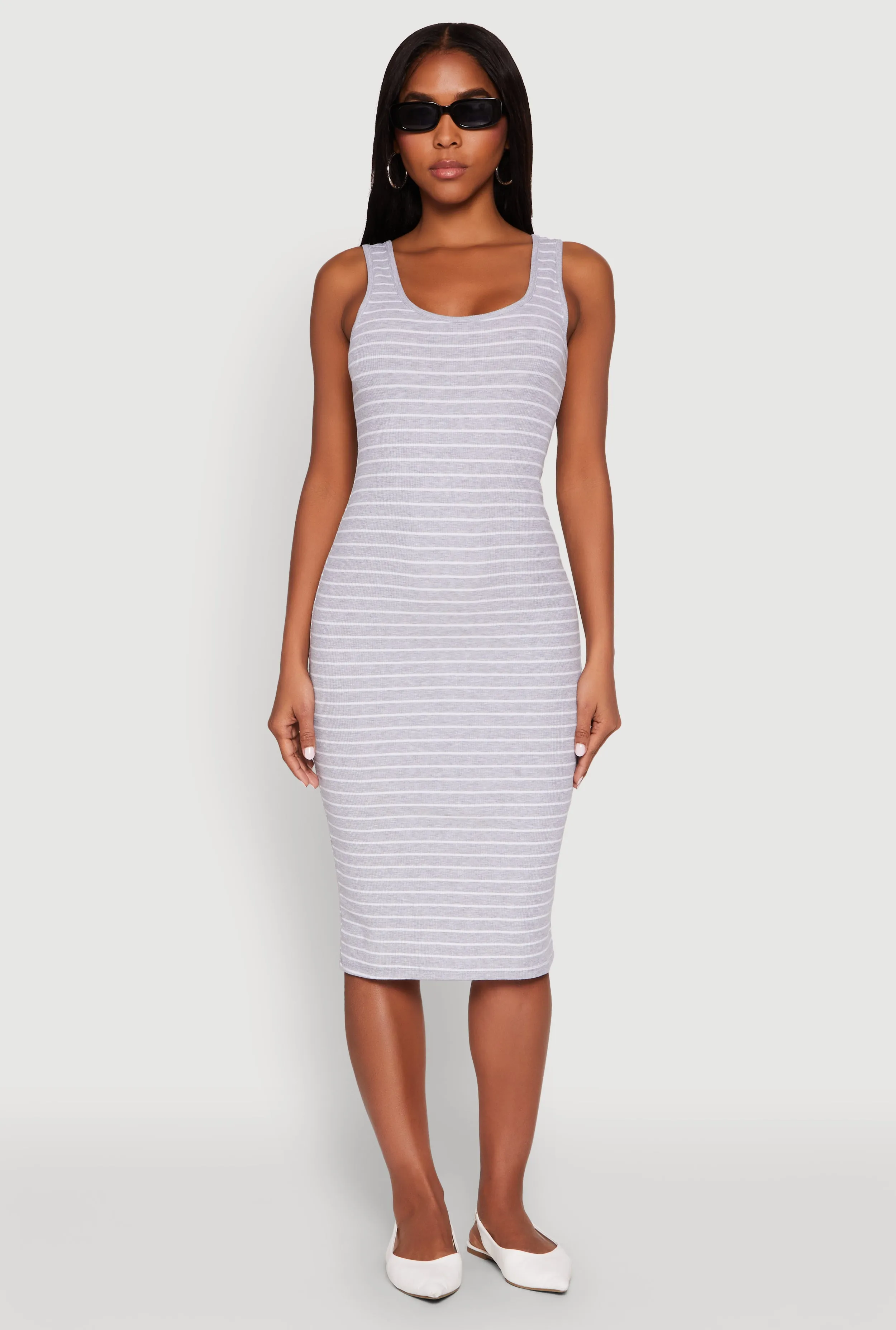 Striped Scoop Neck Midi Dress sold by Rainbow product image thumbnail 2