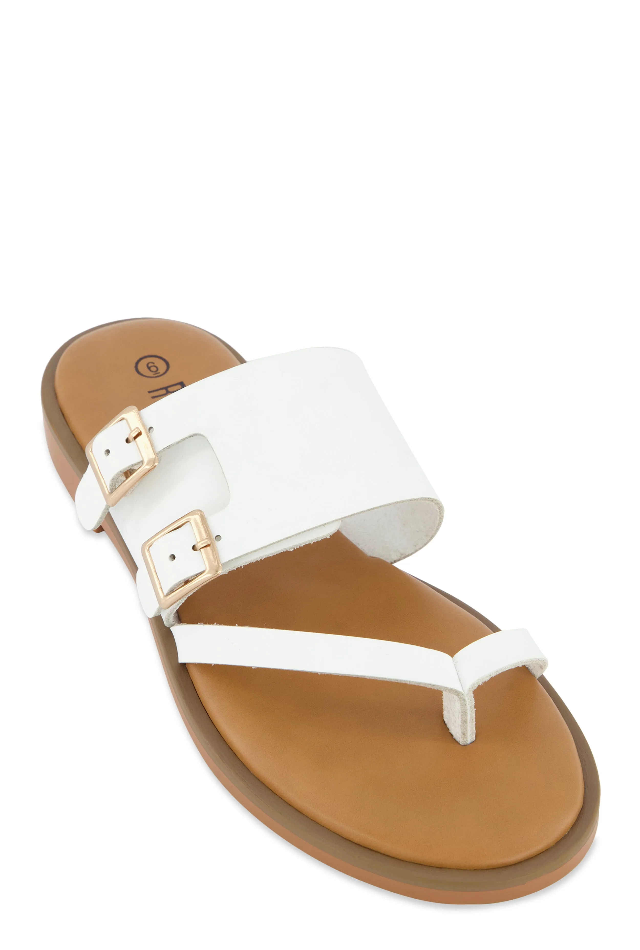 Double Buckle Toe Loop Slide Sandals sold by Rainbow