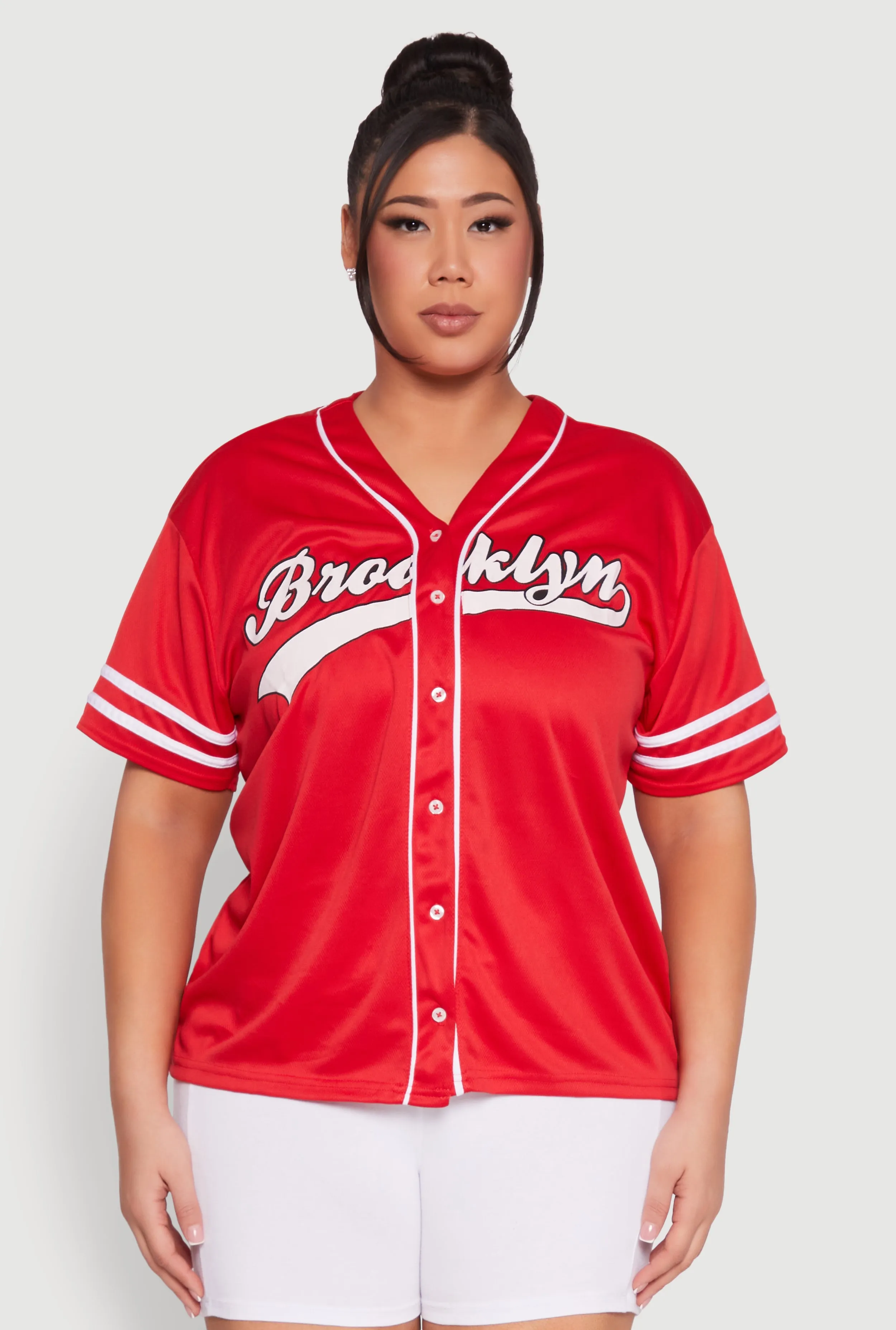 Plus Size Varsity Stripe Brooklyn Baseball Jersey sold by Rainbow product image thumbnail 2