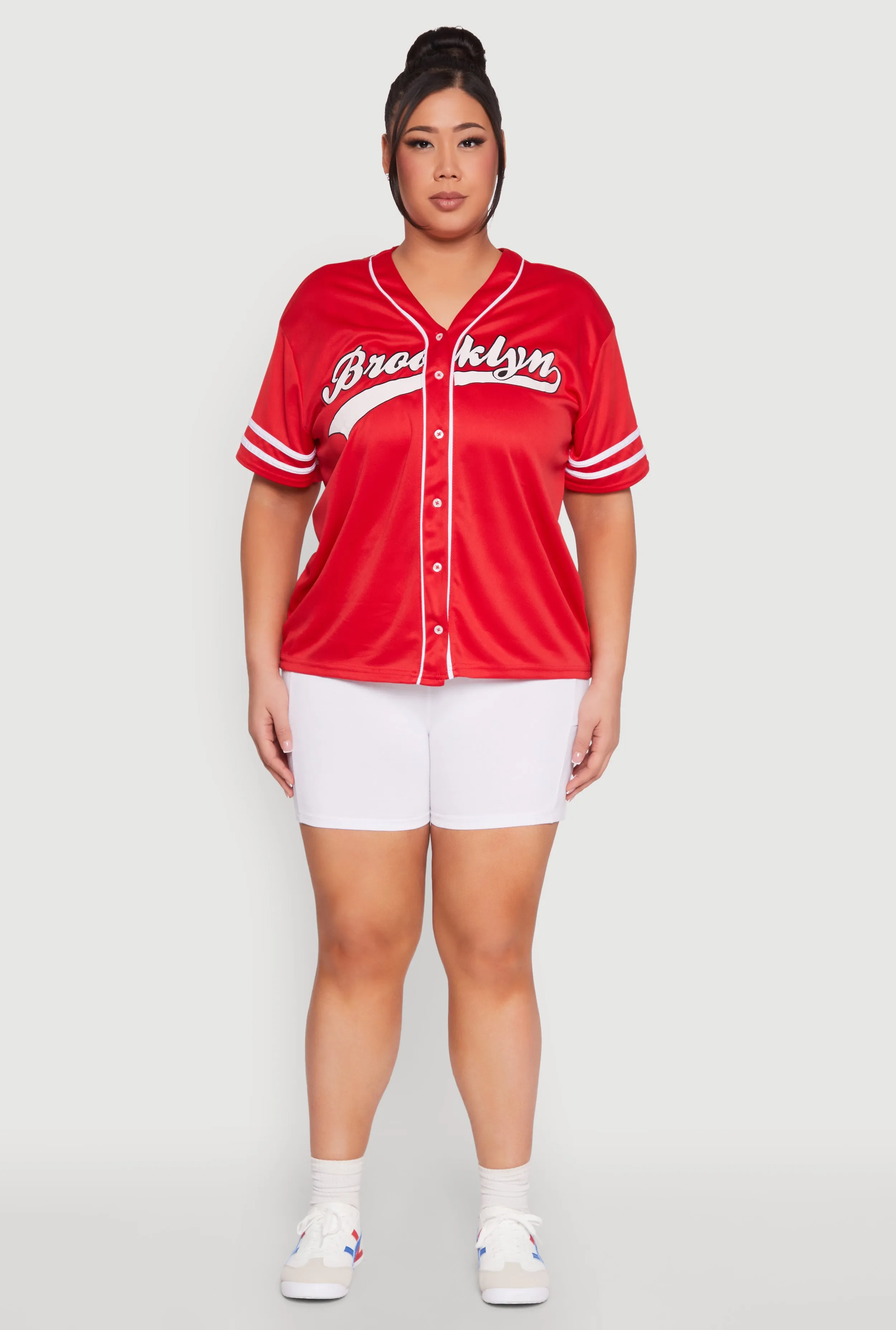 Plus Size Varsity Stripe Brooklyn Baseball Jersey sold by Rainbow product image thumbnail 3