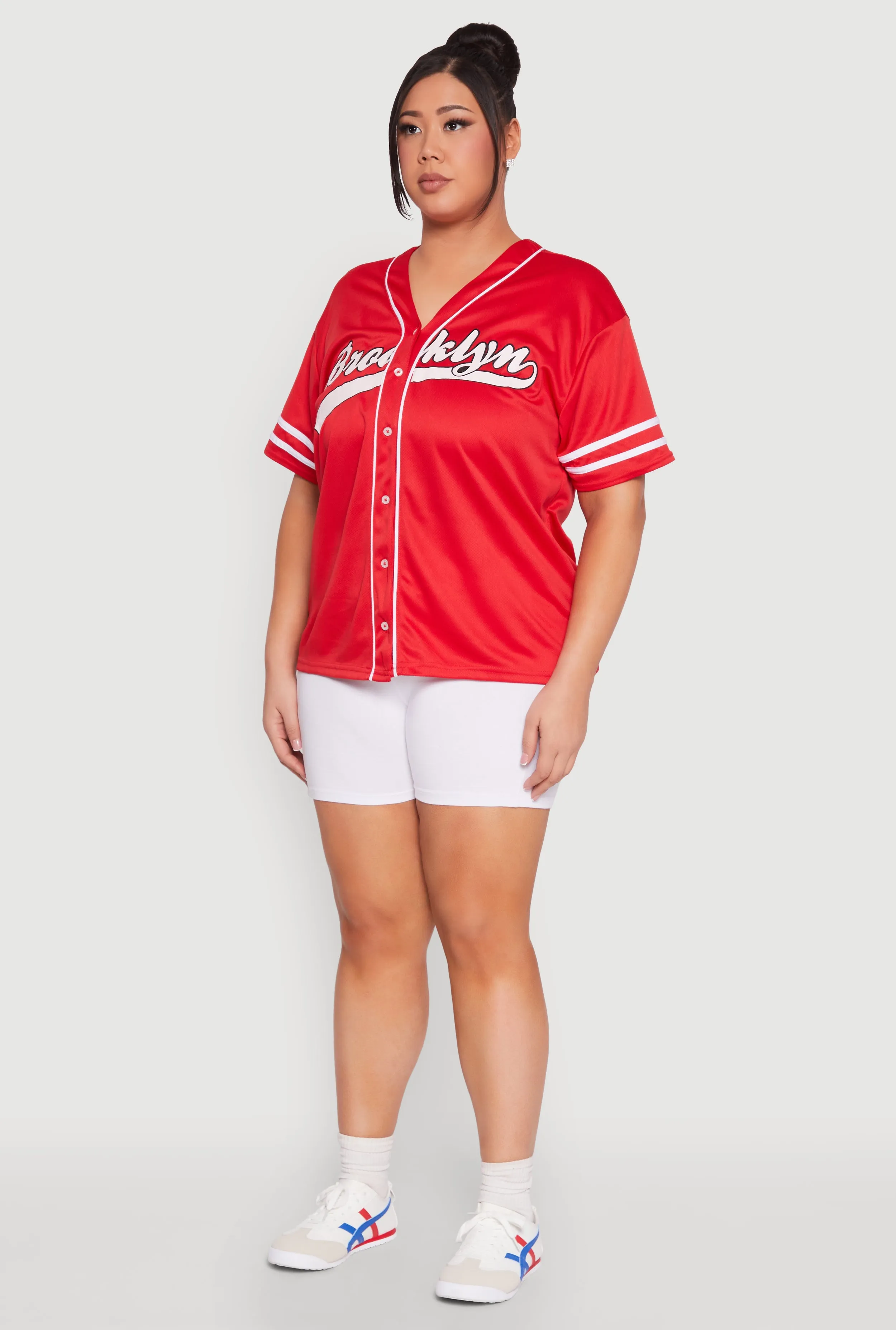 Plus Size Varsity Stripe Brooklyn Baseball Jersey sold by Rainbow product image thumbnail 5