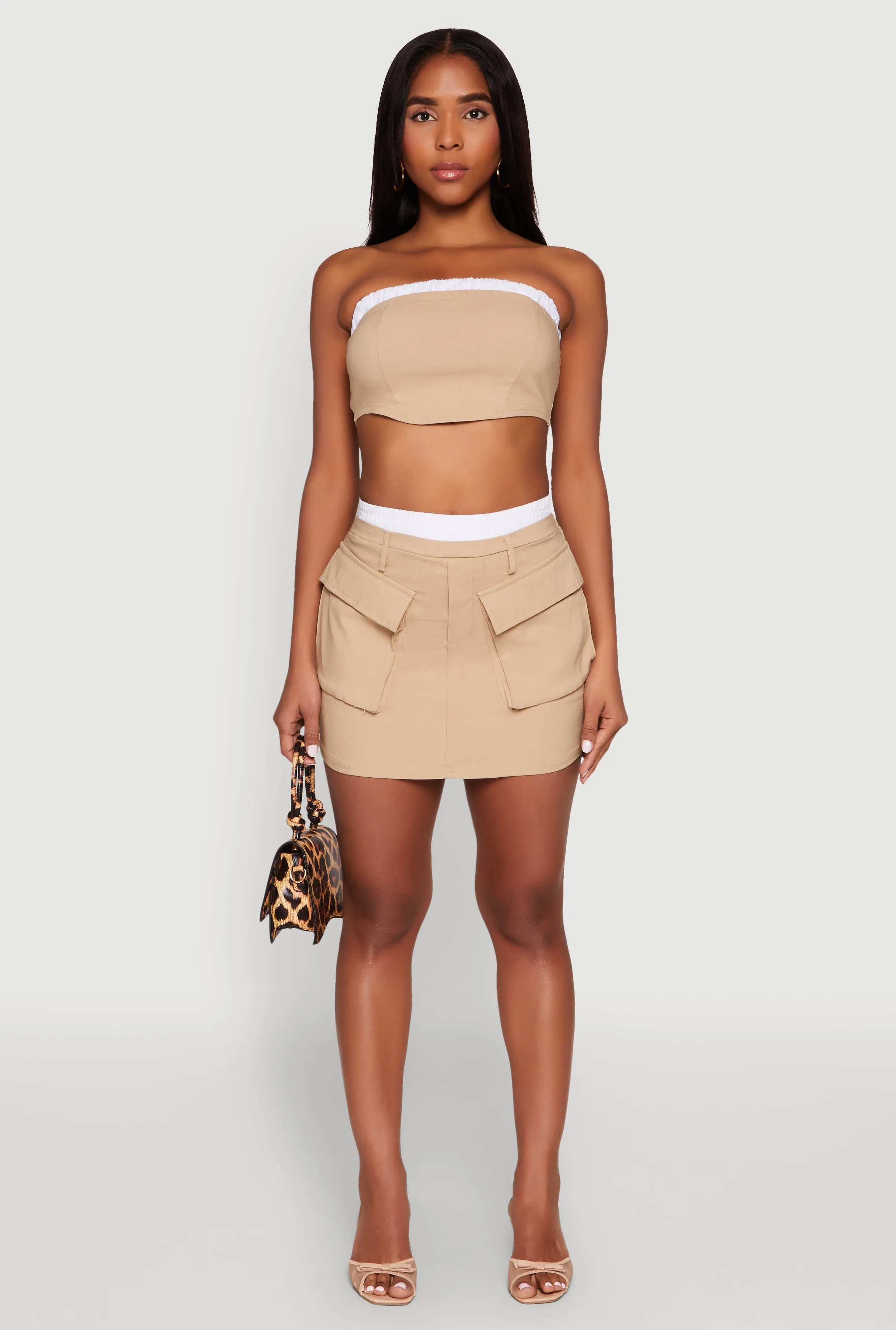 Contrast Waistband Cargo Pocket Skort sold by Rainbow