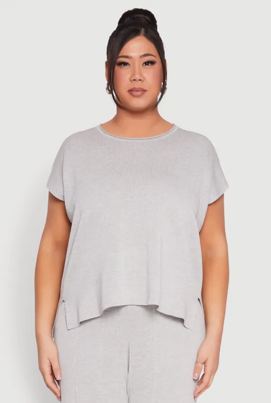 Plus Size Daisy Knitted Crew Neck Top sold by Rainbow