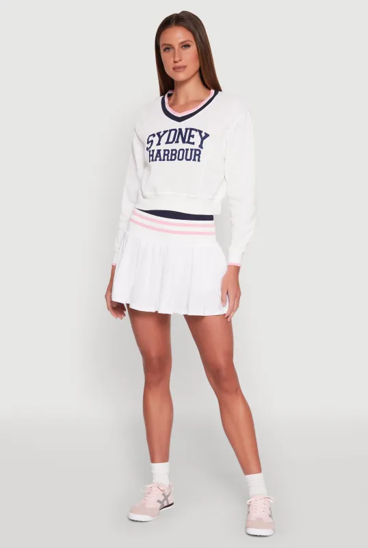 Varsity Striped Waistband Tennis Skirt sold by Rainbow