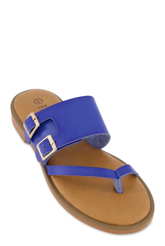 Double Buckle Toe Loop Slide Sandals sold by Rainbow