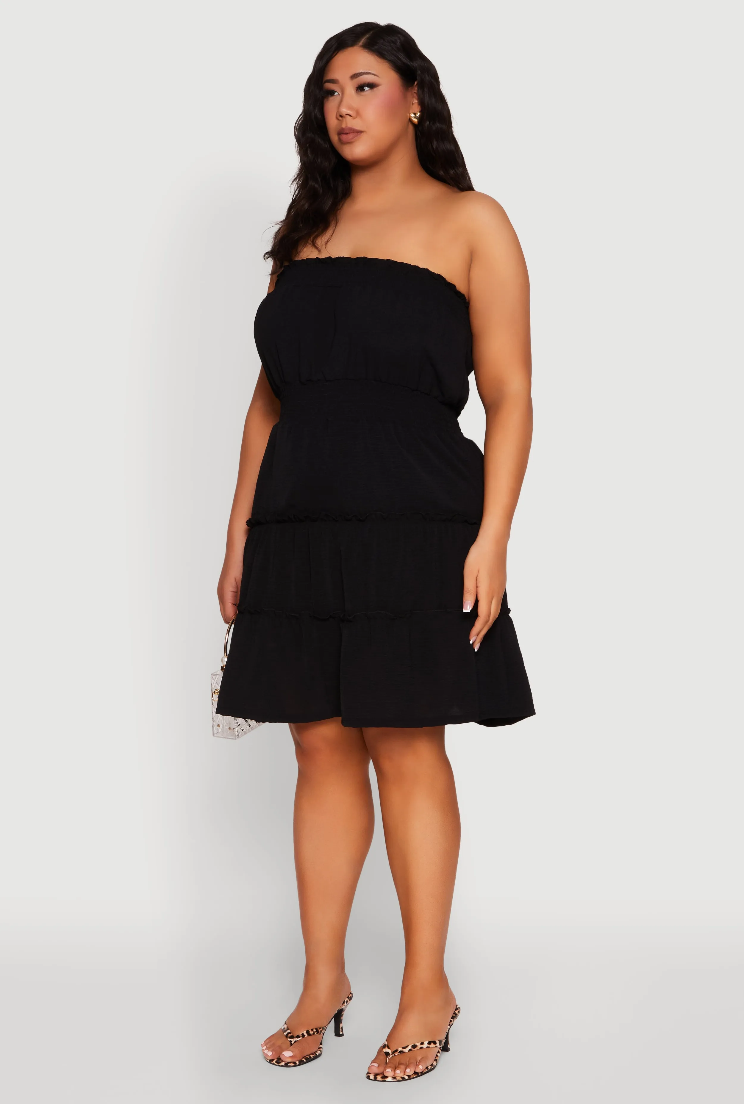 Plus Size Airy Strapless Smocked Tiered Dress sold by Rainbow product image thumbnail 3