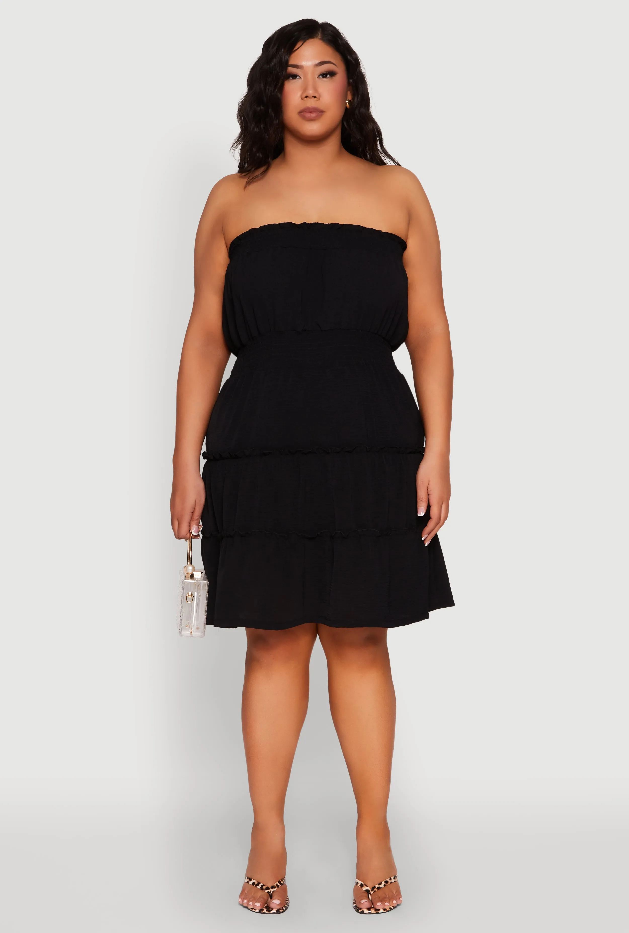 Plus Size Airy Strapless Smocked Tiered Dress sold by Rainbow product image thumbnail 2