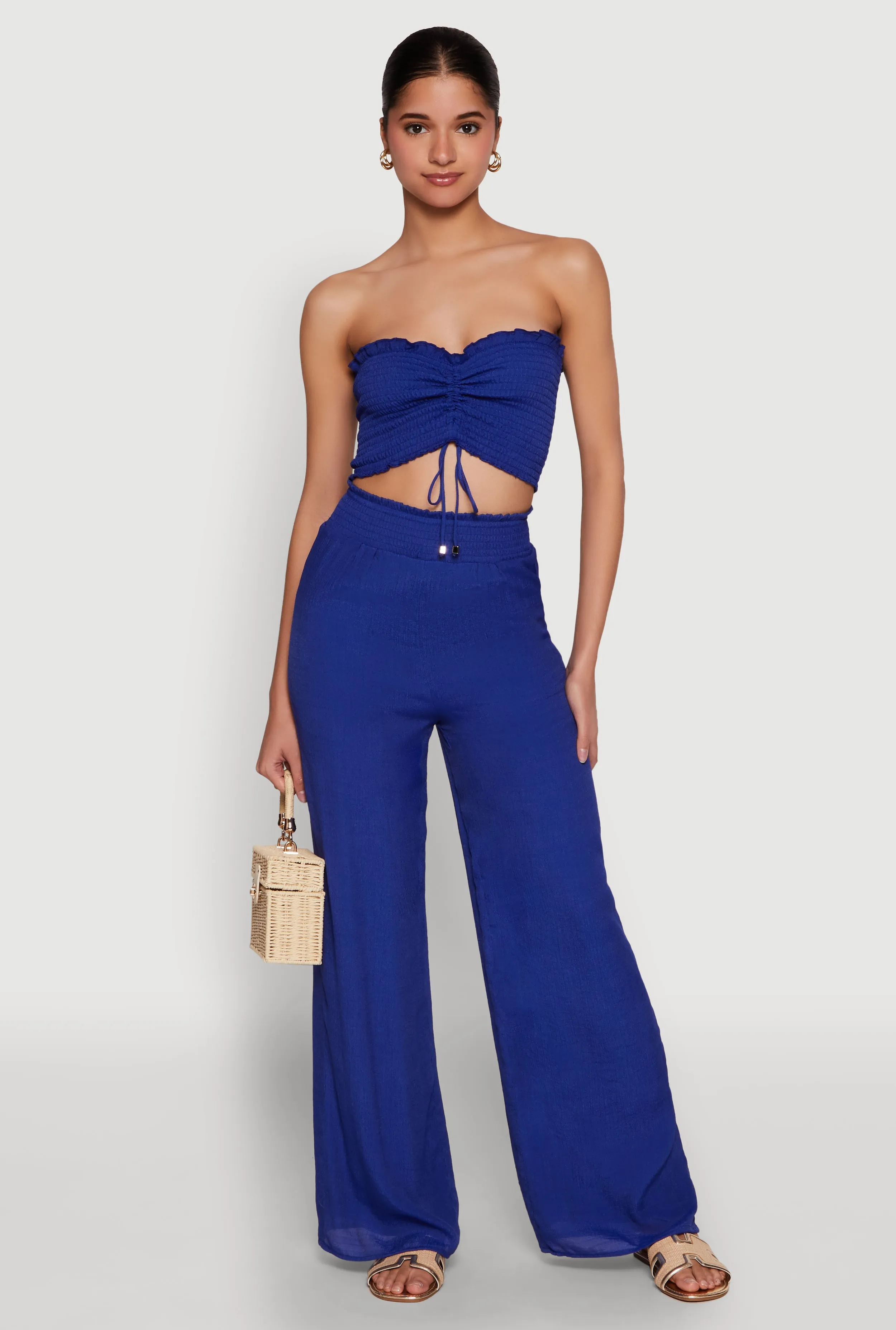 Smocked High Waisted Palazzo Pants sold by Rainbow