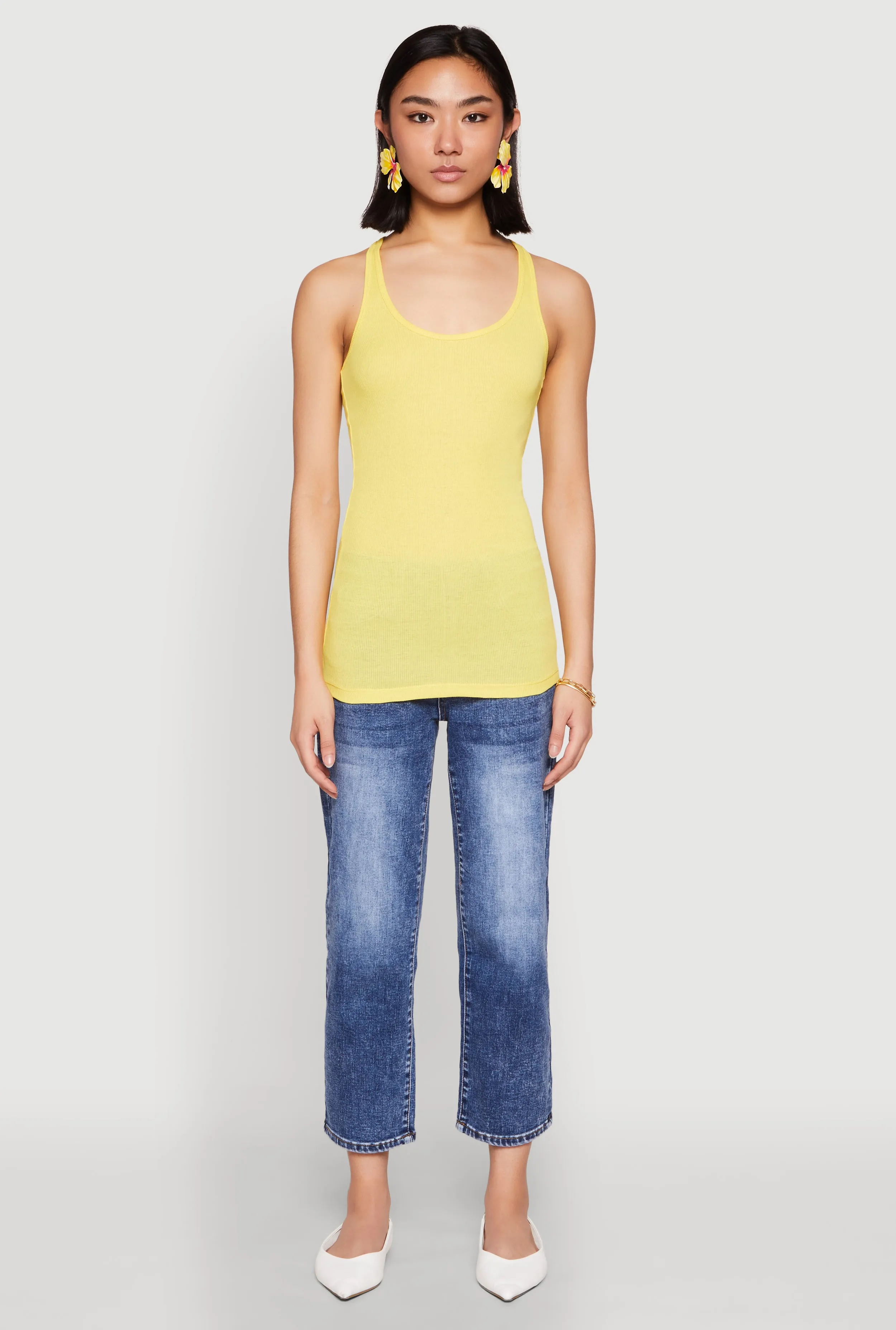 Ribbed Knit Racerback Tank Top sold by Rainbow