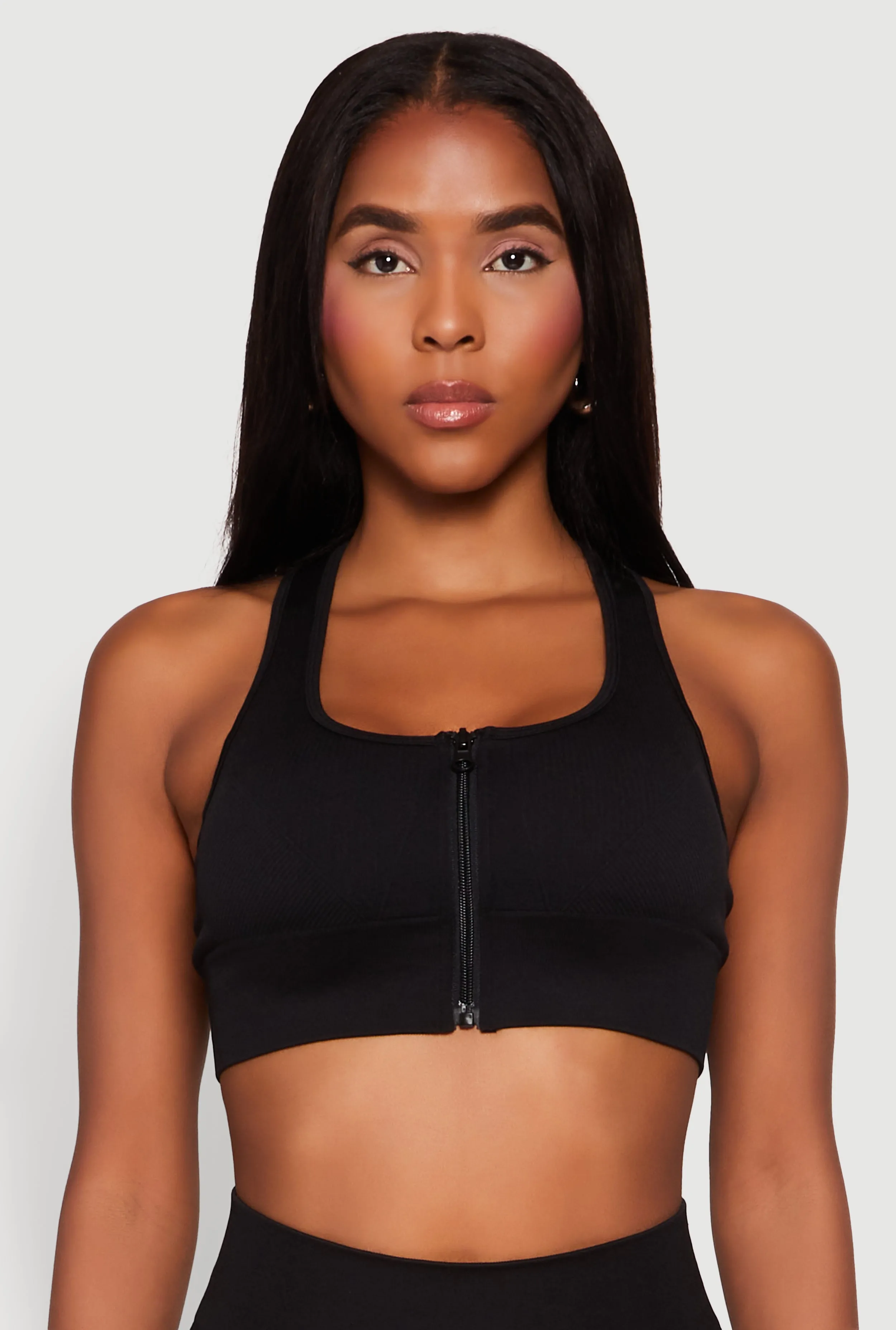 Seamless Zip Front Sports Bra sold by Rainbow