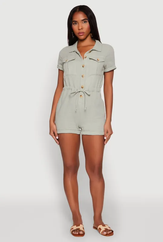 Almost Famous Gauze Knit Romper sold by Rainbow