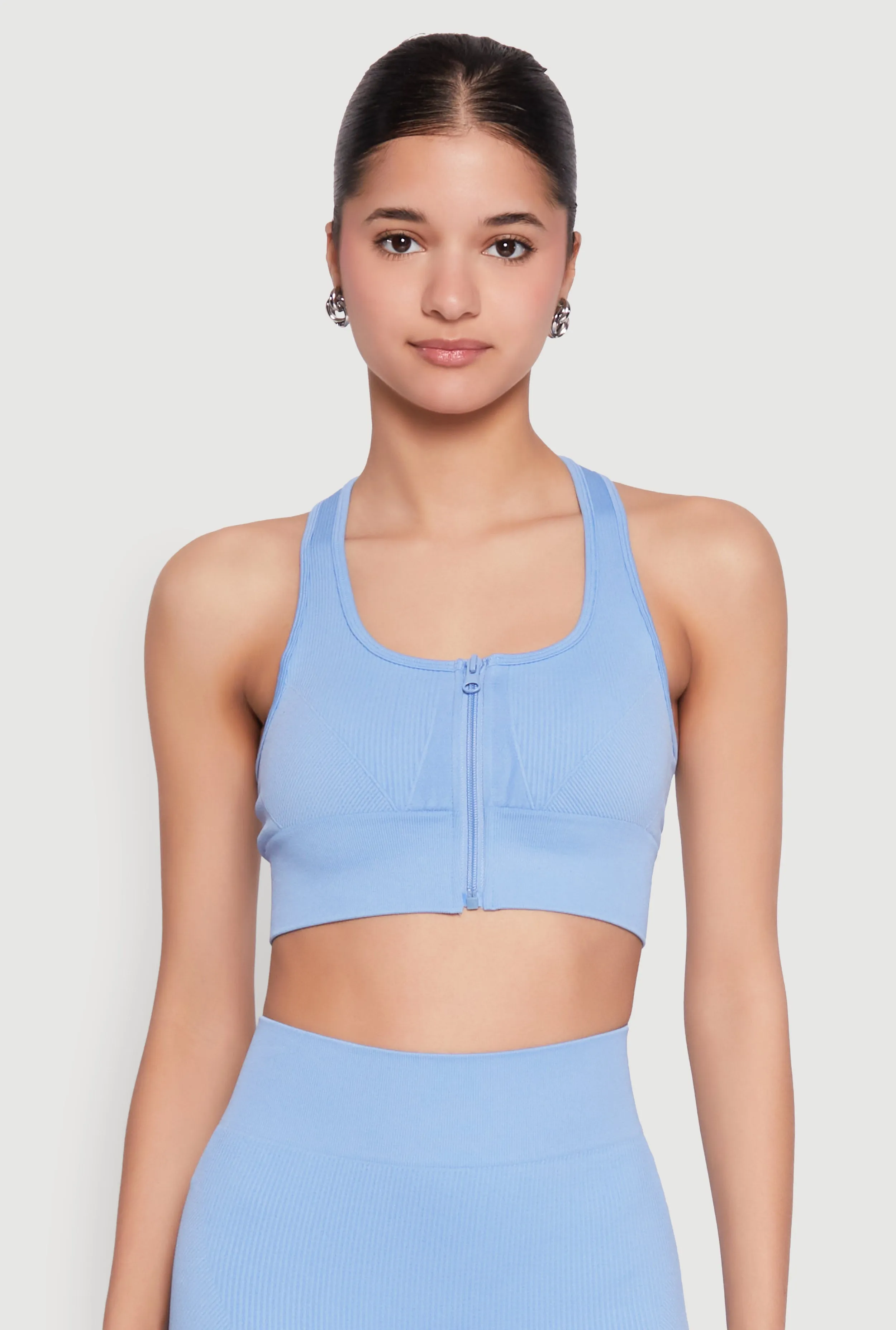 Seamless Zip Front Sports Bra sold by Rainbow