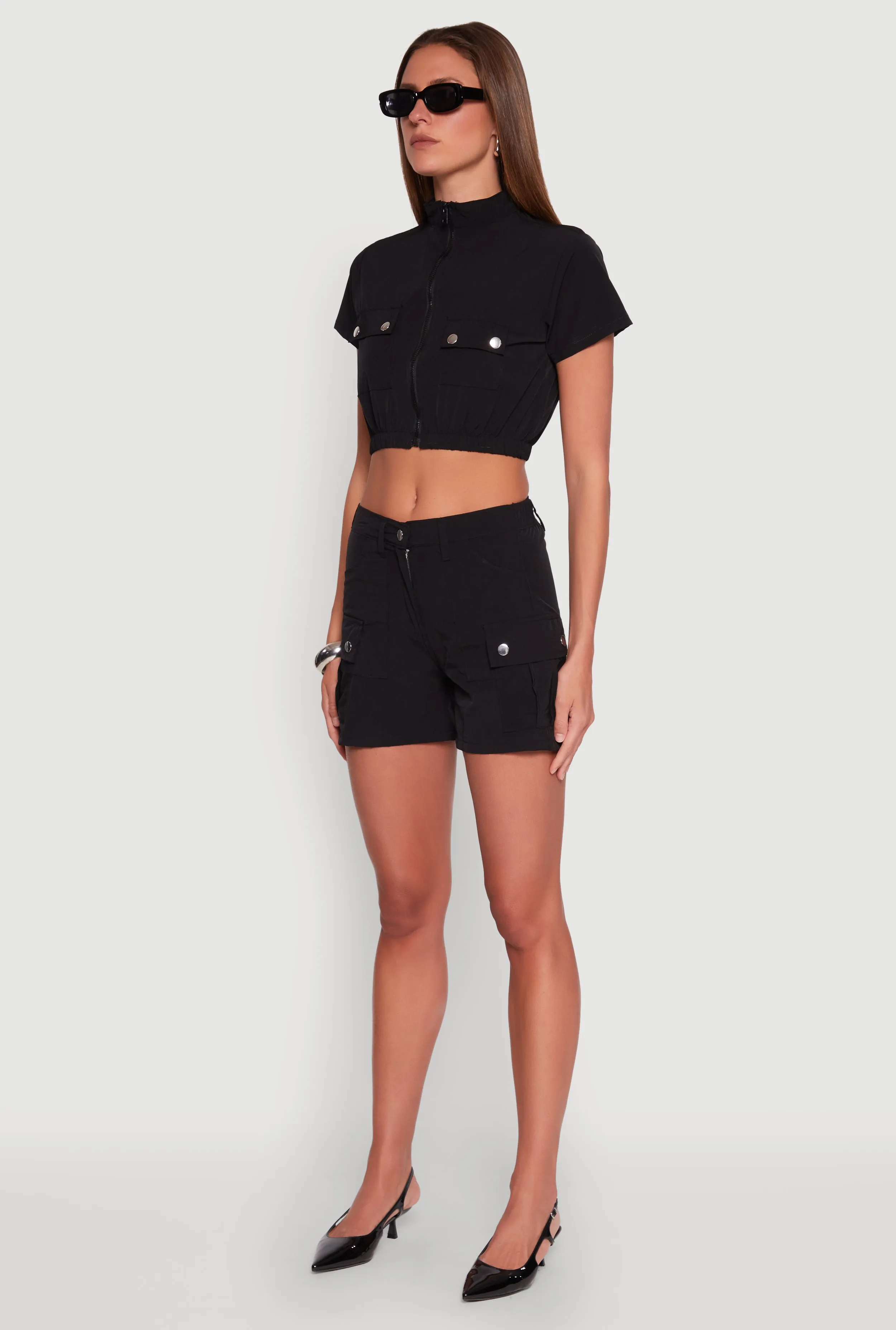 Mock Neck Cargo Pocket Crop Top sold by Rainbow product image thumbnail 5