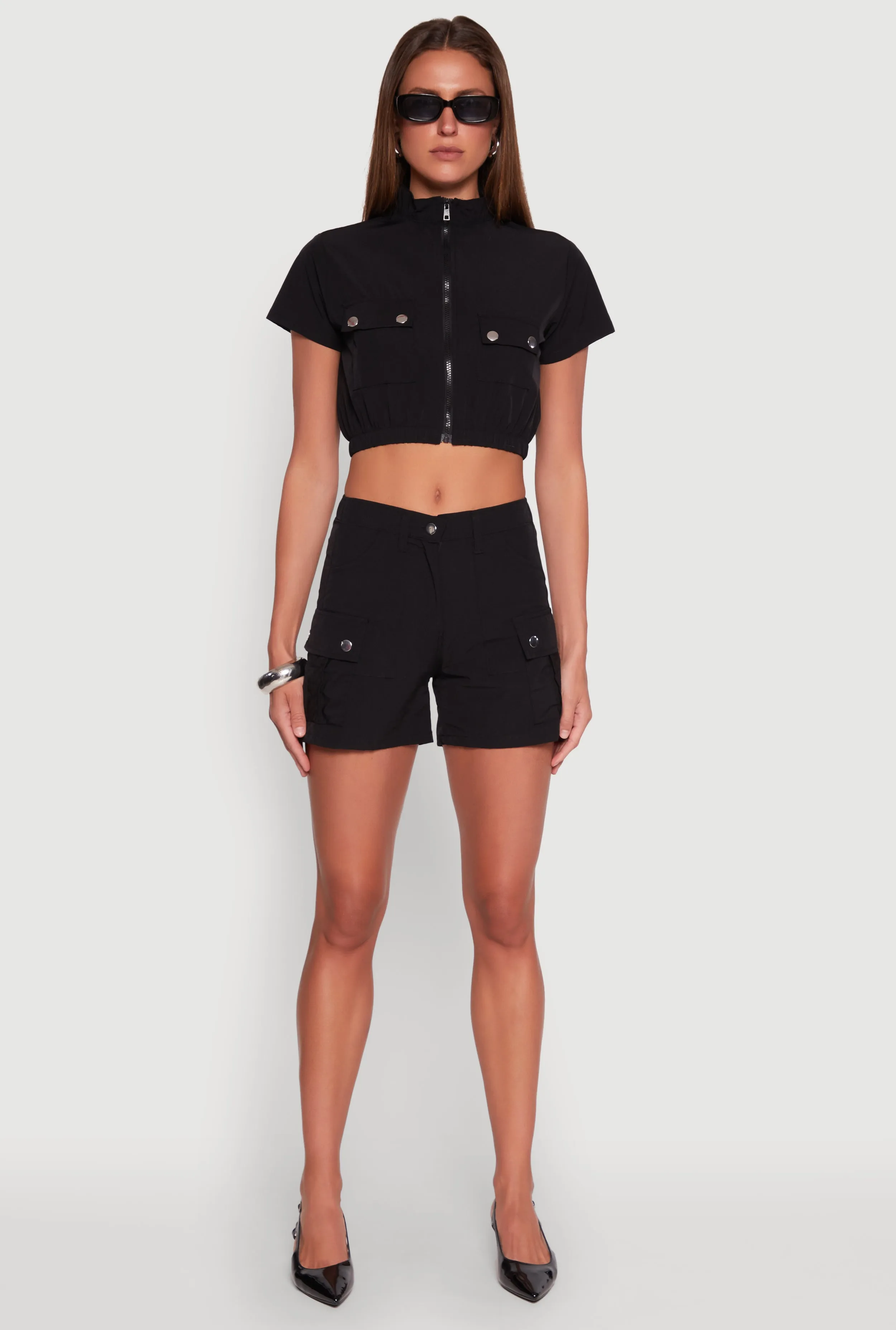 Mock Neck Cargo Pocket Crop Top sold by Rainbow product image thumbnail 3